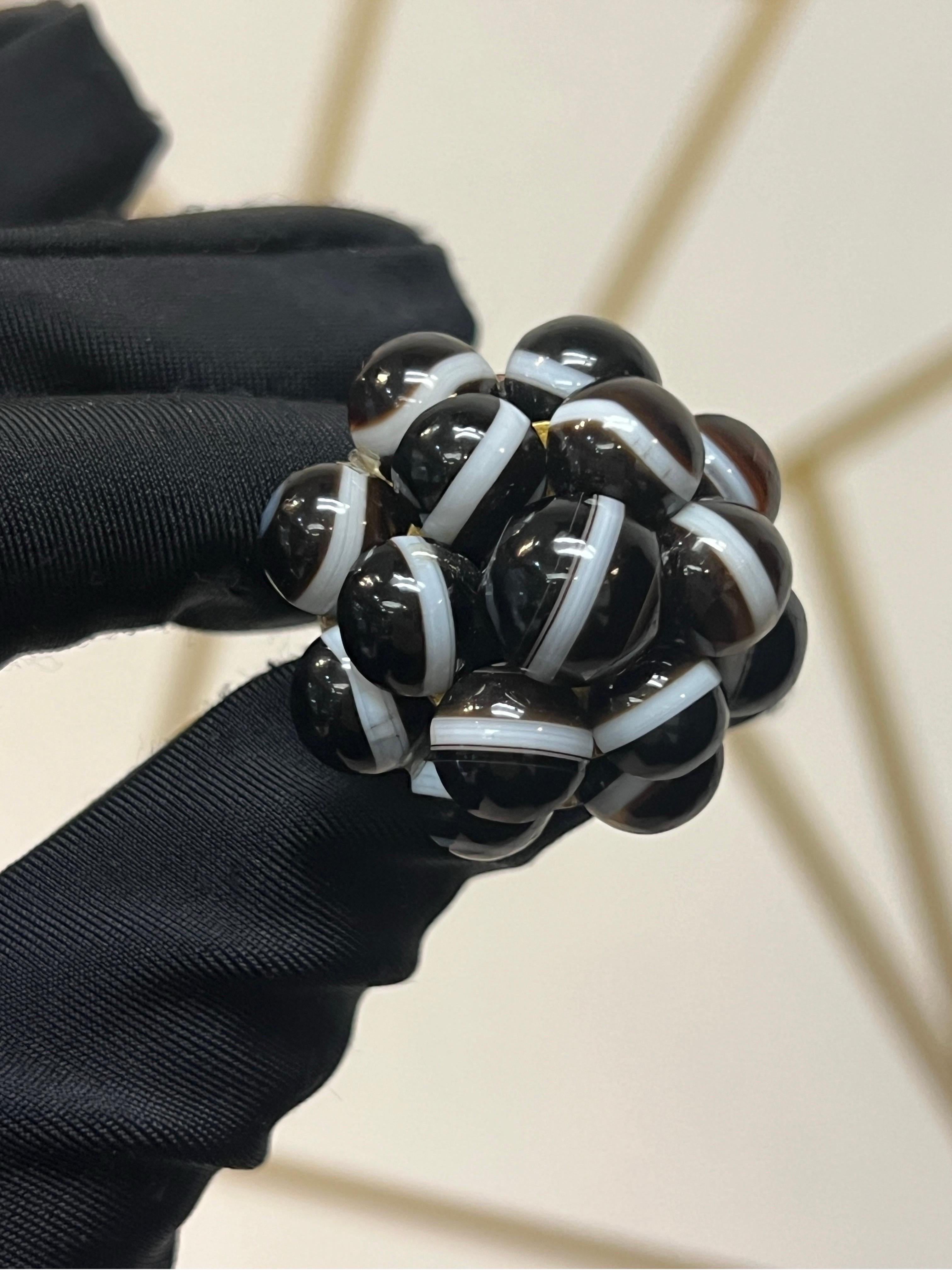 Conjunto de anillo y broche de ágata en banda en Excelente estado para la venta en New York, NY