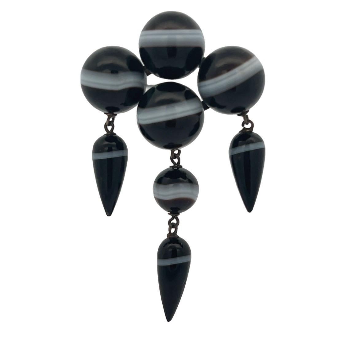 Conjunto de anillo y broche de ágata en banda en venta 1