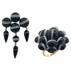 Banded Agate Ring and Brooch Set
