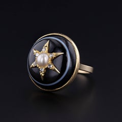 Banded Agate Star Ring of 14k Gold