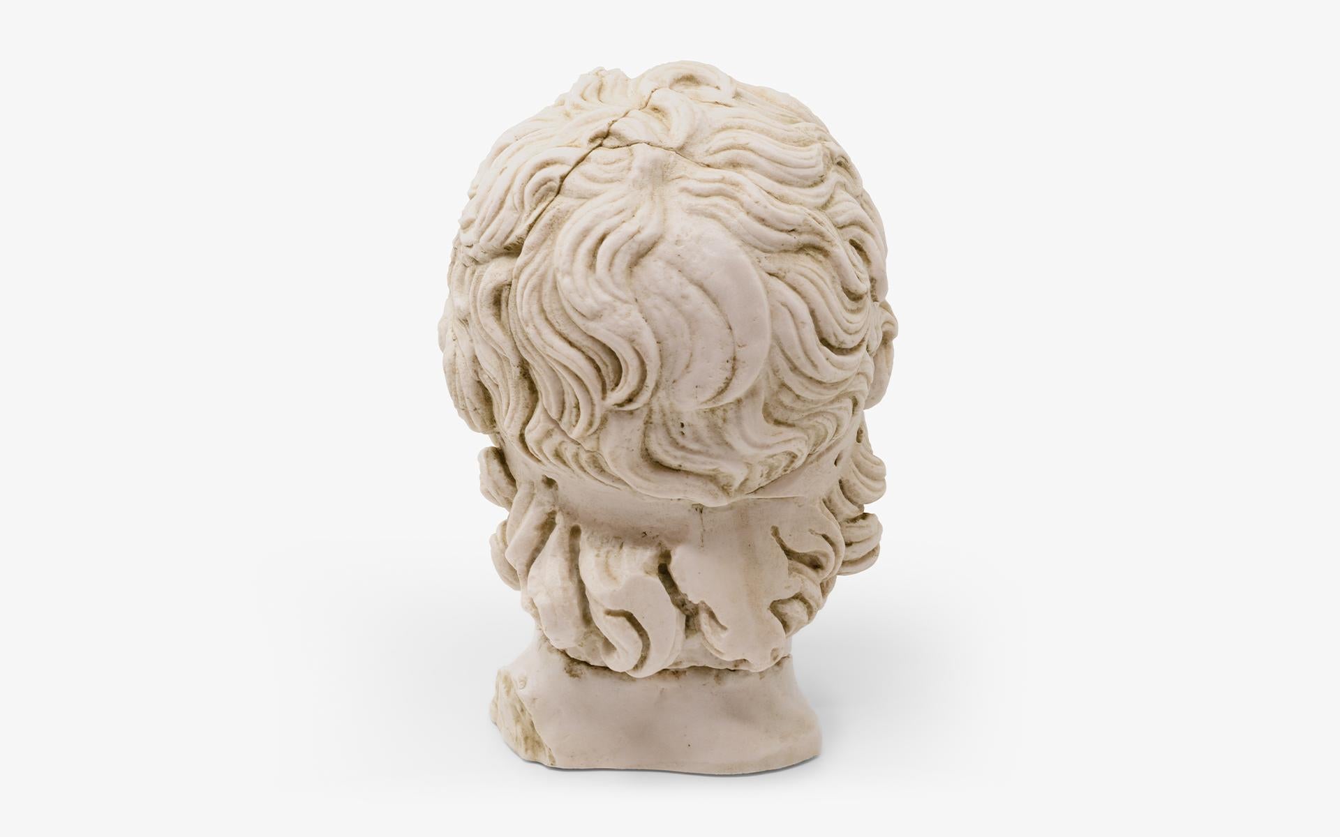 Classical Greek Banded Alexander The Great Bust Statue Made with Compressed Marble Powder For Sale