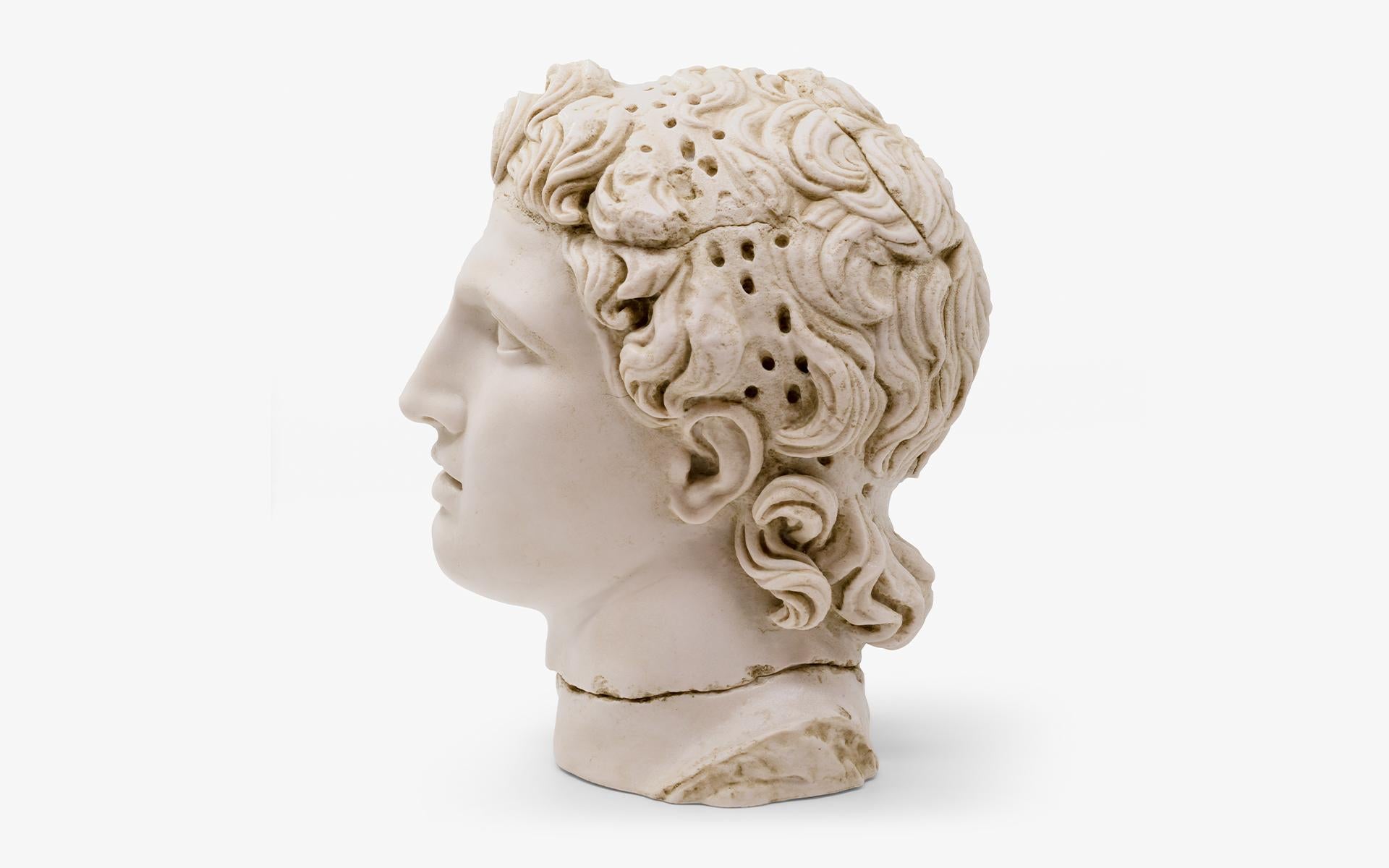 Turkish Banded Alexander The Great Bust Statue Made with Compressed Marble Powder For Sale
