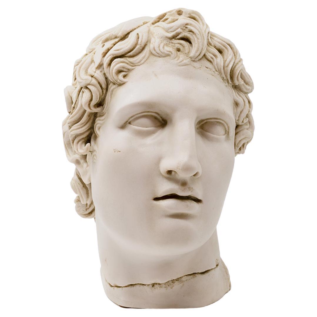 Banded Alexander The Great Bust Statue Made with Compressed Marble Powder