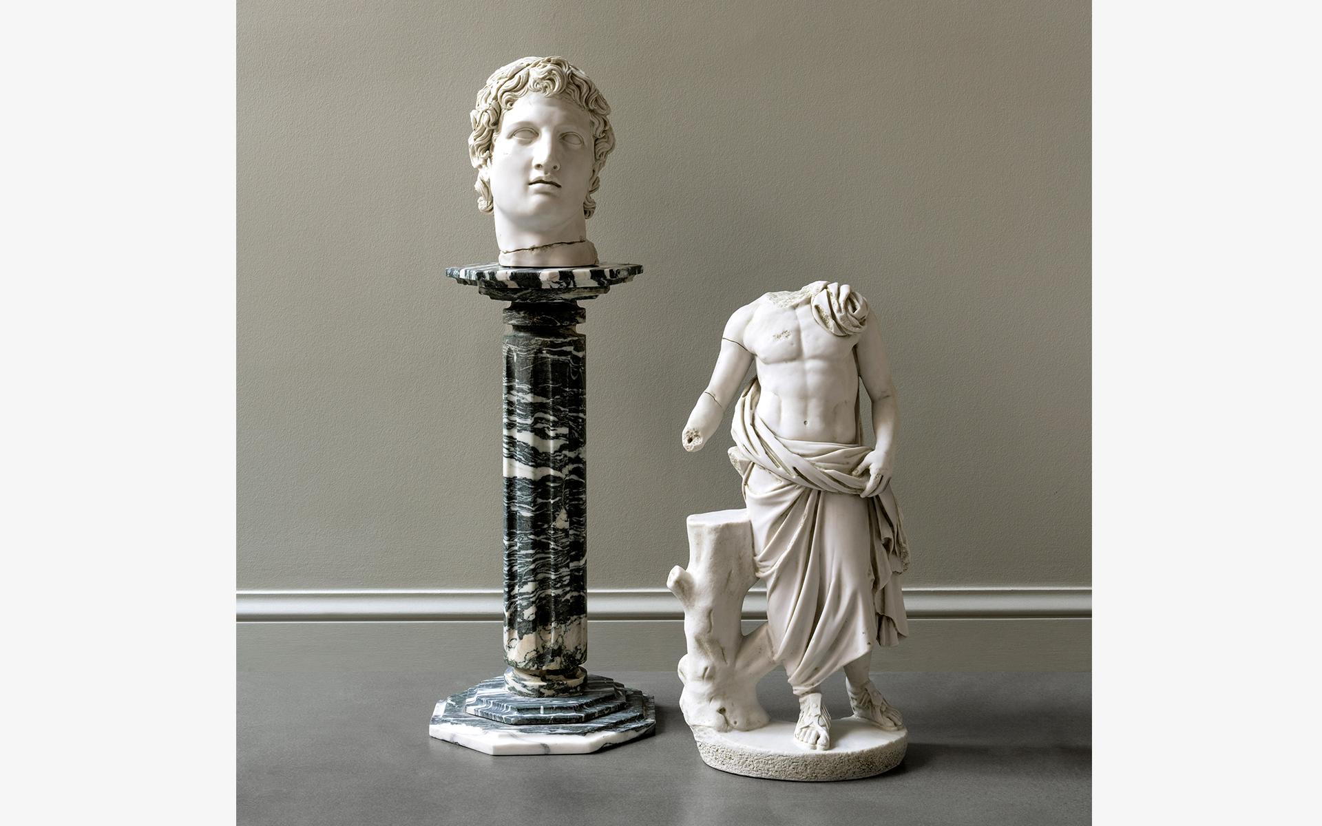 Estatua de busto de Alejandro Magno con bandas, hecha con polvo de mármol comprimido Turco en venta