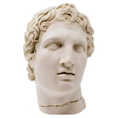 Banded Alexander the Great Bust Statue Made with Compressed Marble Powder