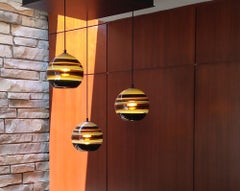 Banded Amber Pendant Light, Hand Blown Glass - Made to Order