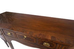 Banded and Pencil Inlayed Mahogany Bow Front Federal Sideboard Brass Hardware