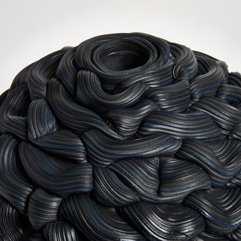 Banded Black Convex Fold I, Parian Porcelain Sculptural Vessel by ...
