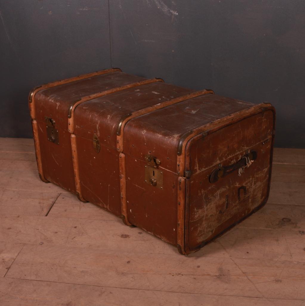 English Banded Cabin Trunk For Sale