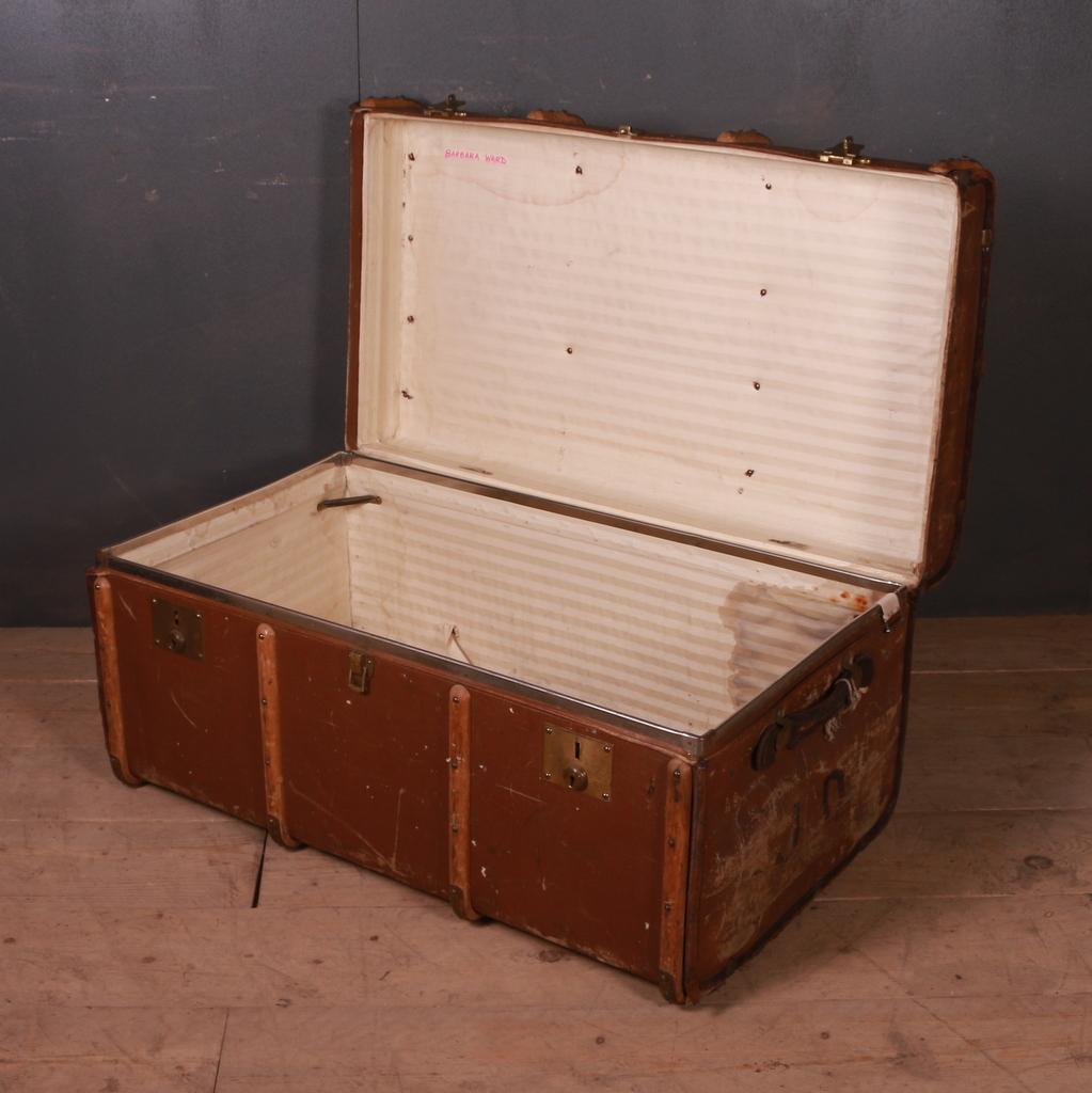 20th Century Banded Cabin Trunk For Sale