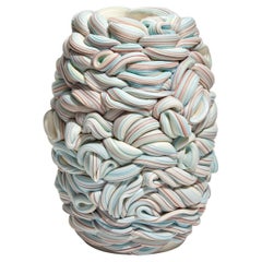 Banded Convex Fold I, a Parian Porcelain Sculptural Vessel by Steven Edwards