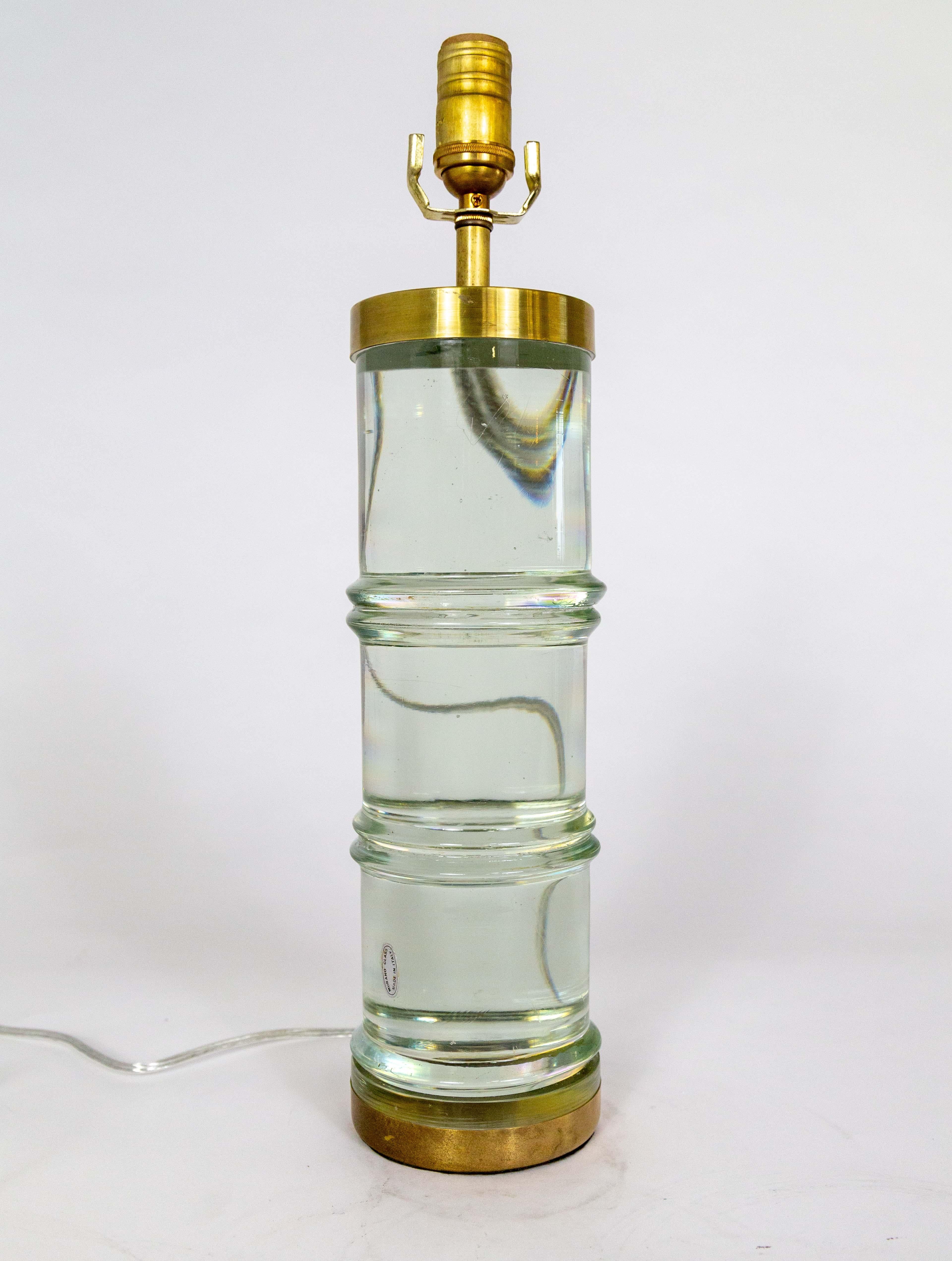 Lampe cylindrique en verre massif de Murano agrandissante à bandes en vente 5