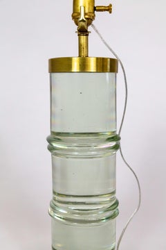 Banded Cylindrical Murano Magnifying Solid Glass Lamp