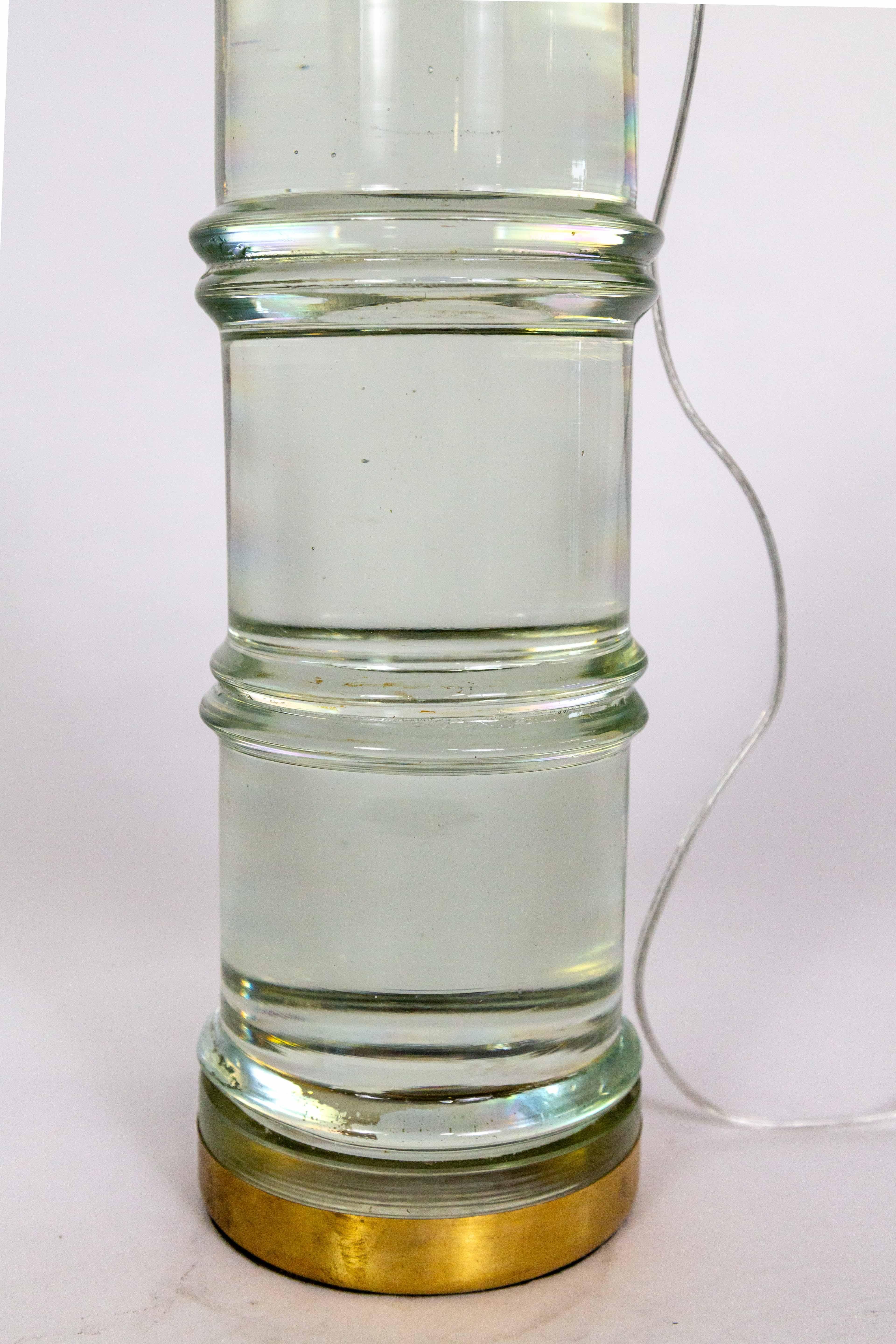 20th Century Banded Cylindrical Murano Magnifying Solid Glass Lamp For Sale