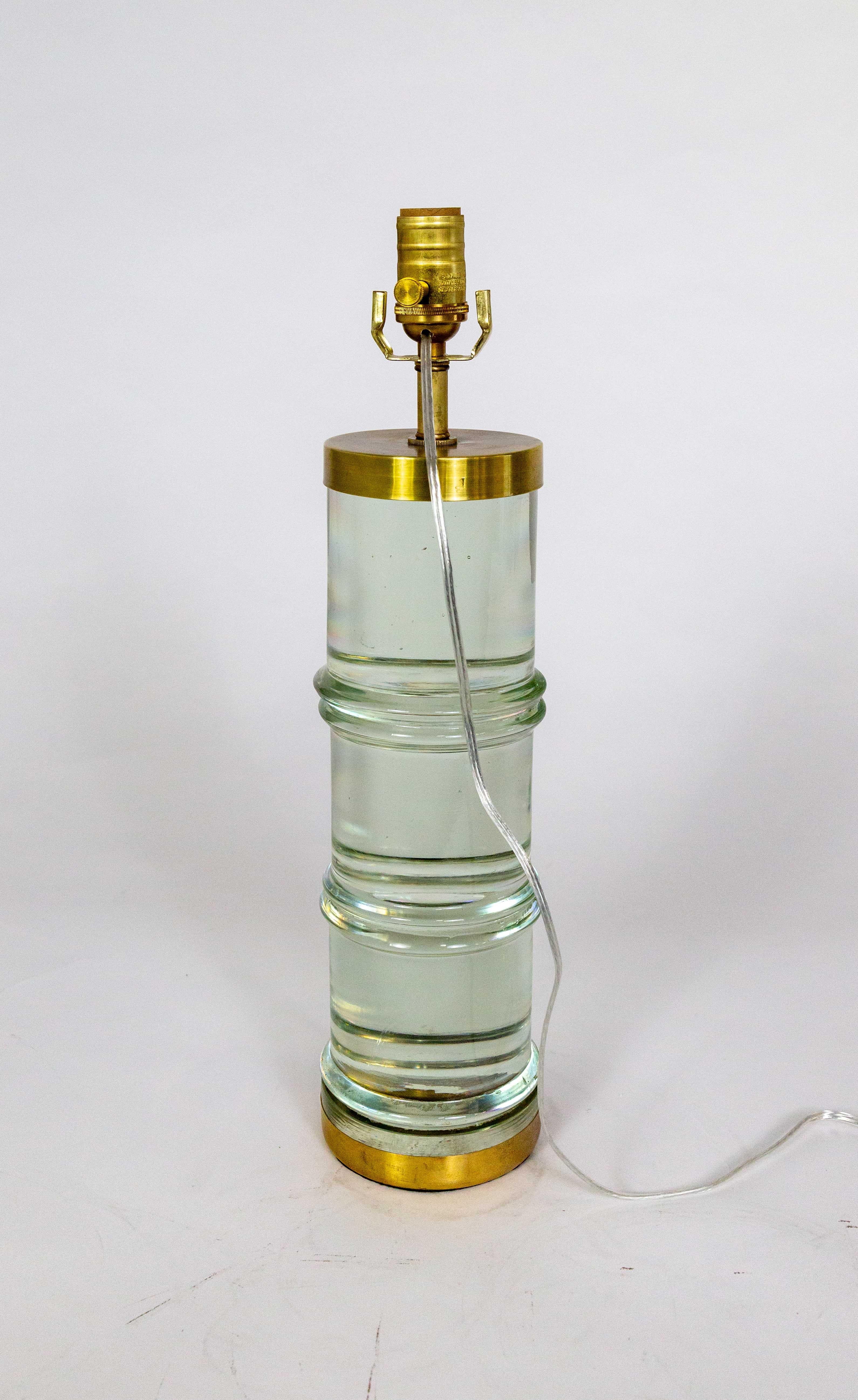 Lampe cylindrique en verre massif de Murano agrandissante à bandes en vente 1