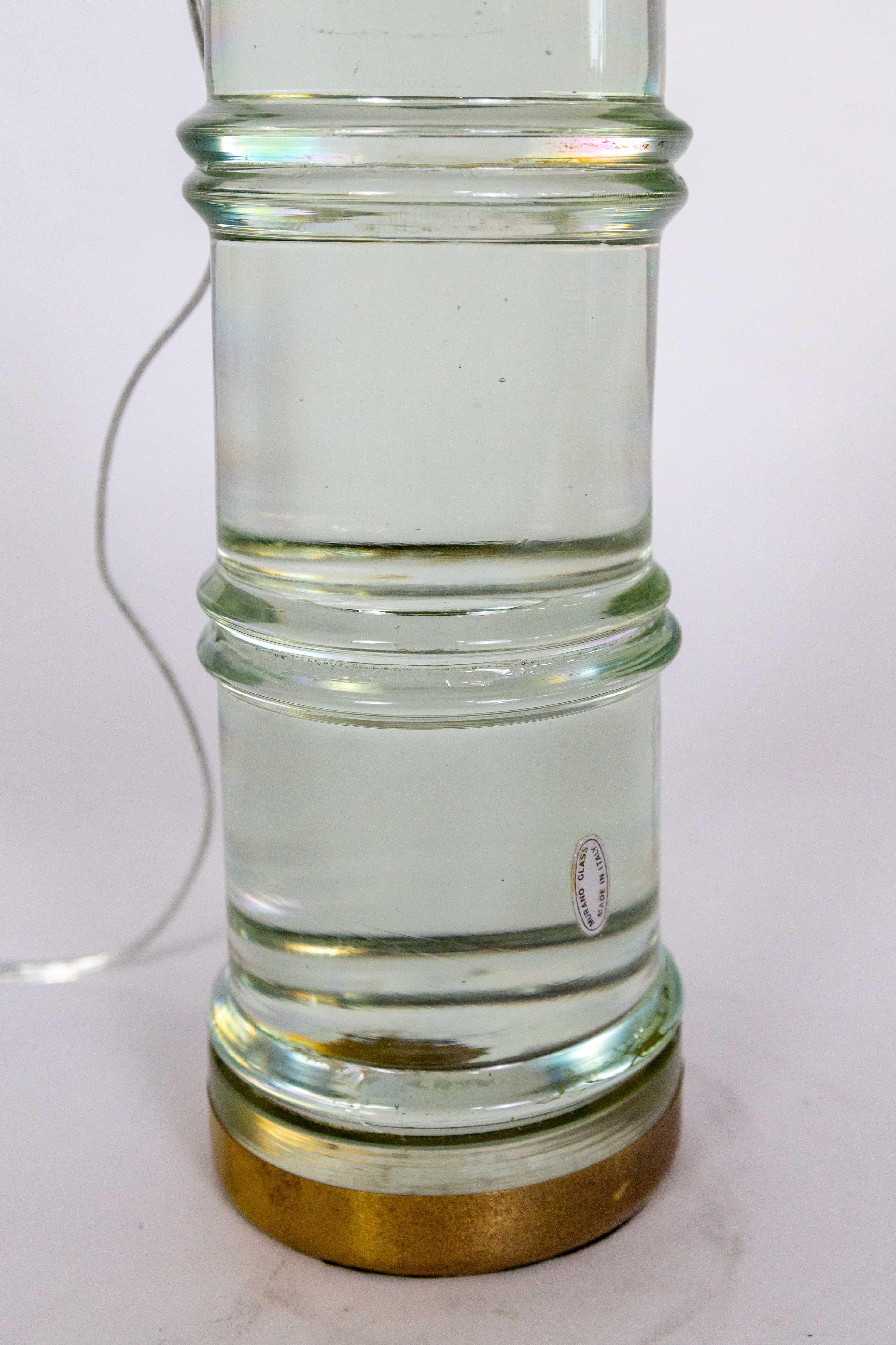 Lampe cylindrique en verre massif de Murano agrandissante à bandes en vente 2