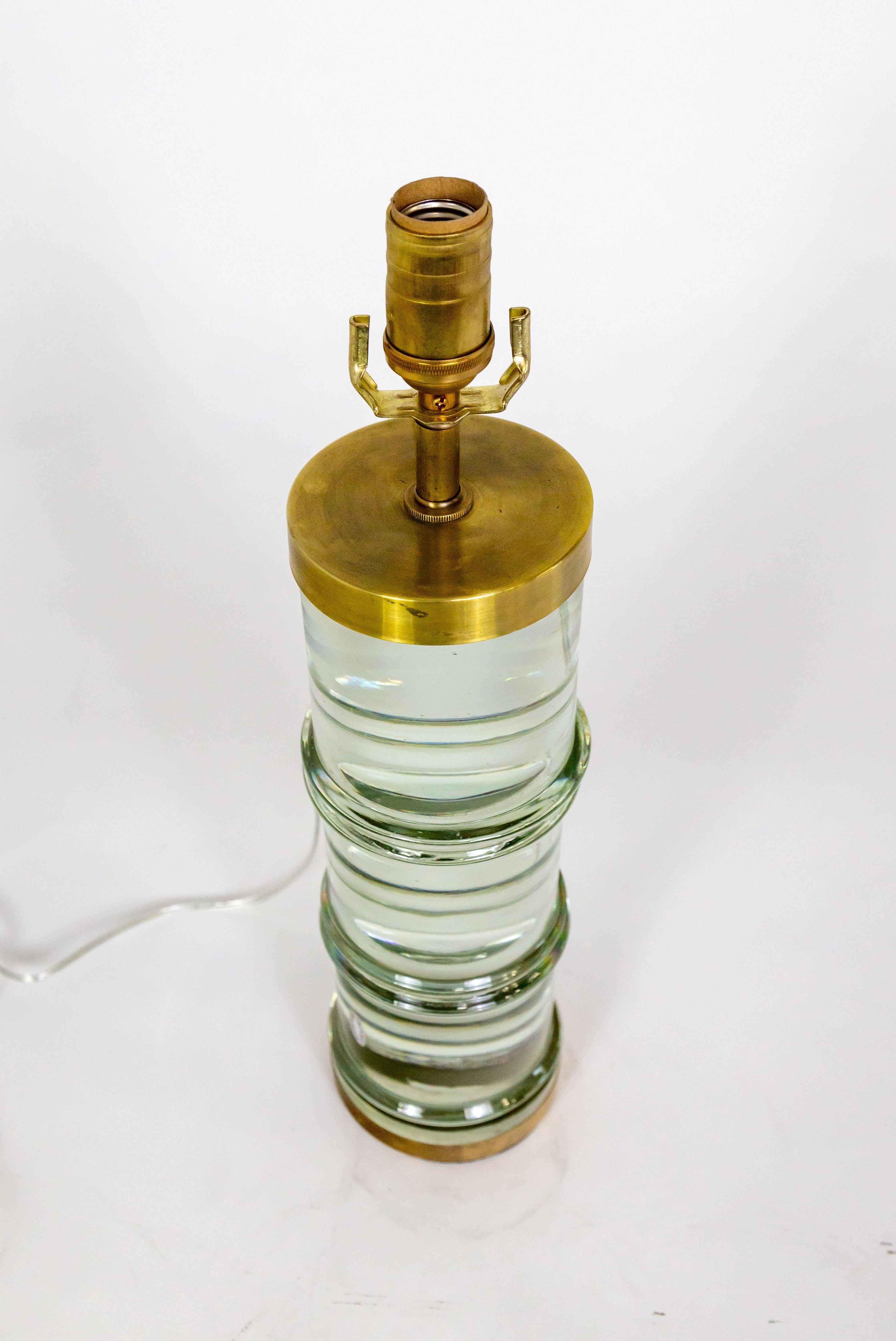 Lampe cylindrique en verre massif de Murano agrandissante à bandes en vente 4