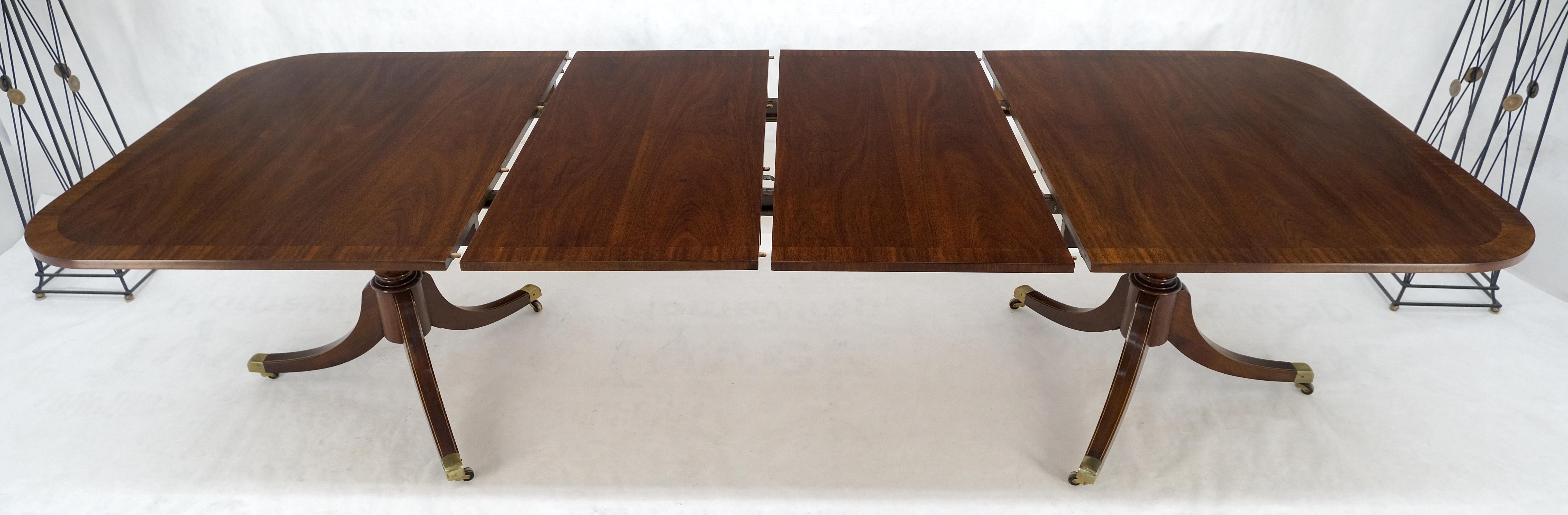 Banded Double Pedestal Tripod Base Mahogany 72