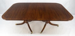 Banded Double Pedestal Tripod Base Mahogany 72" Long Dining Table 2 Leaves MINT