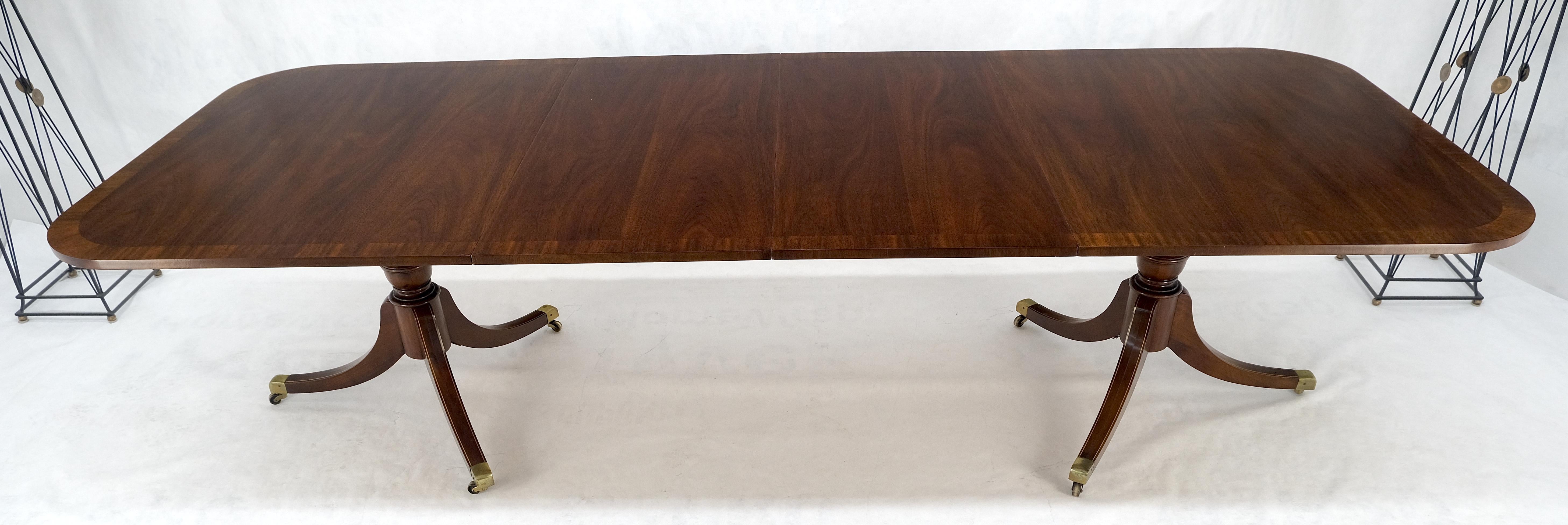 Banded Double Pedestal Tripod Base Mahogany 72