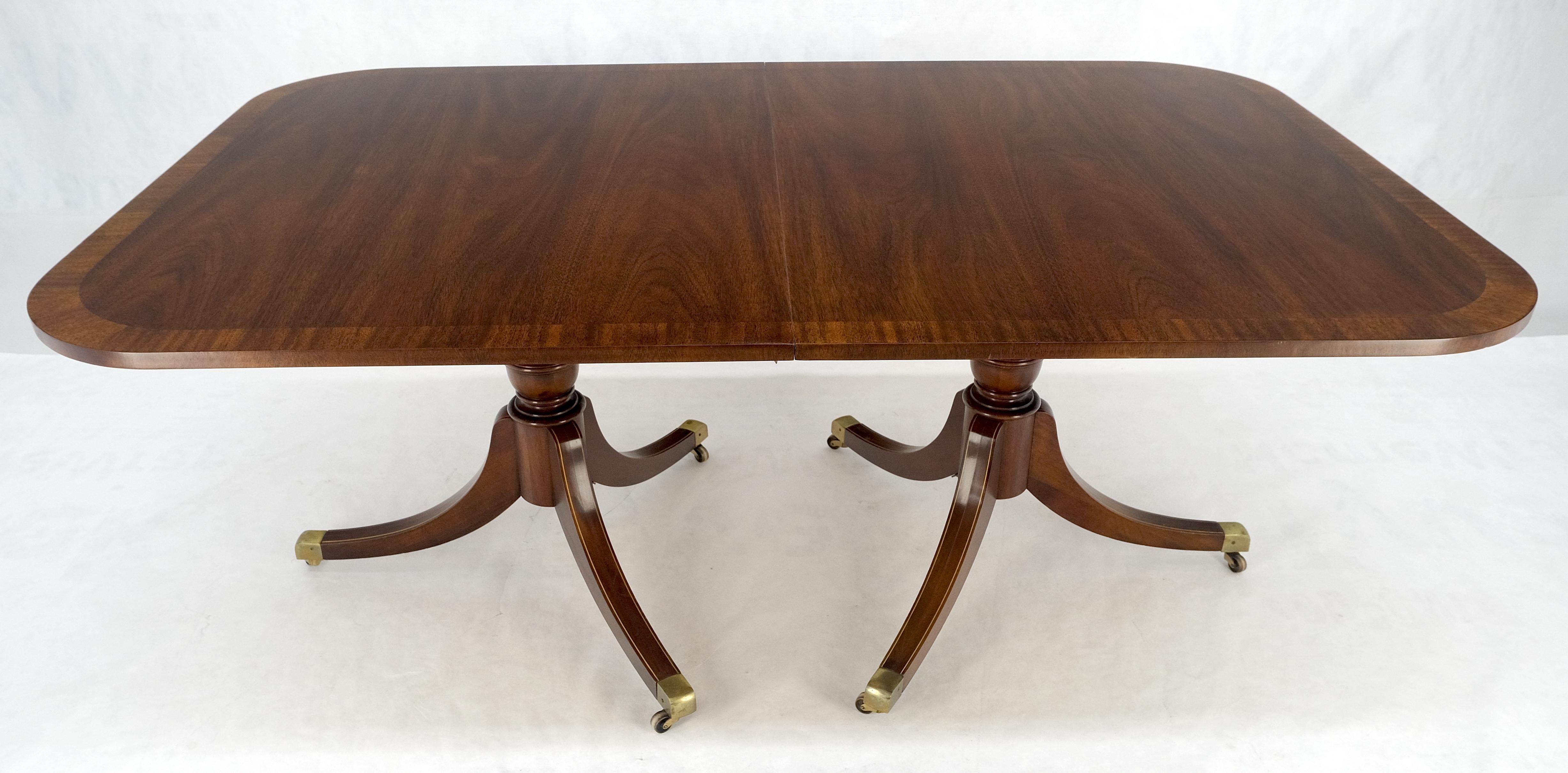 Lacquered Banded Double Pedestal Tripod Base Mahogany 72