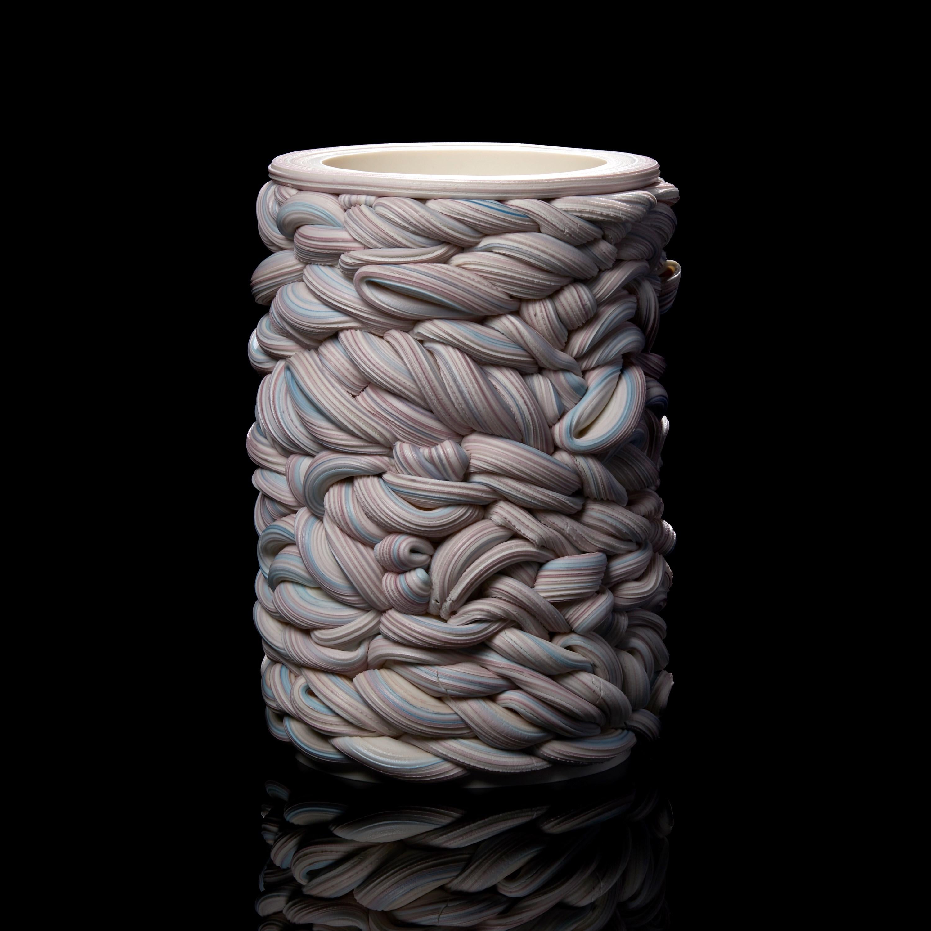 Organic Modern Banded Fold I, a Purple Parian Porcelain Sculptural Vessel by Steven Edwards