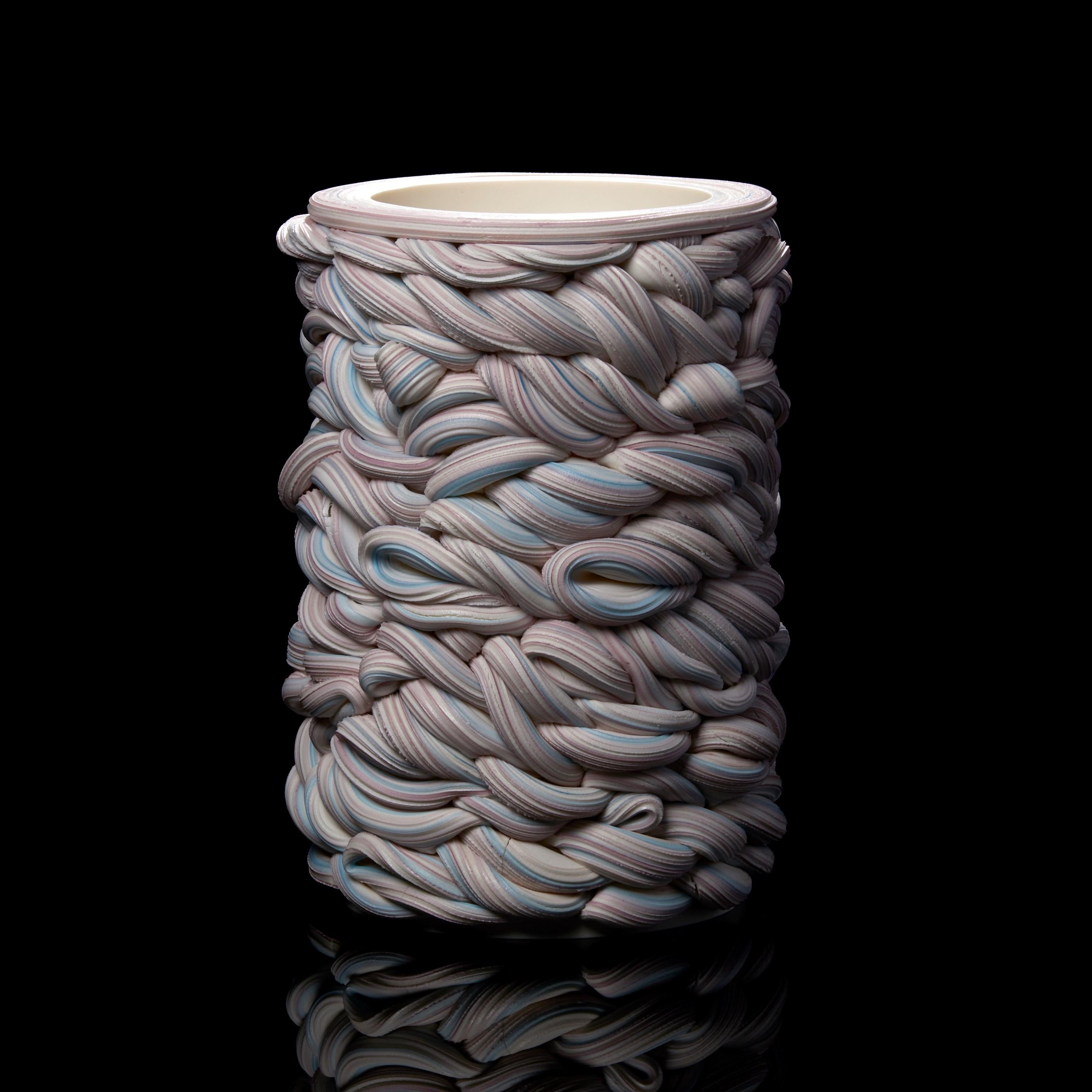Hand-Crafted Banded Fold I, a Purple Parian Porcelain Sculptural Vessel by Steven Edwards