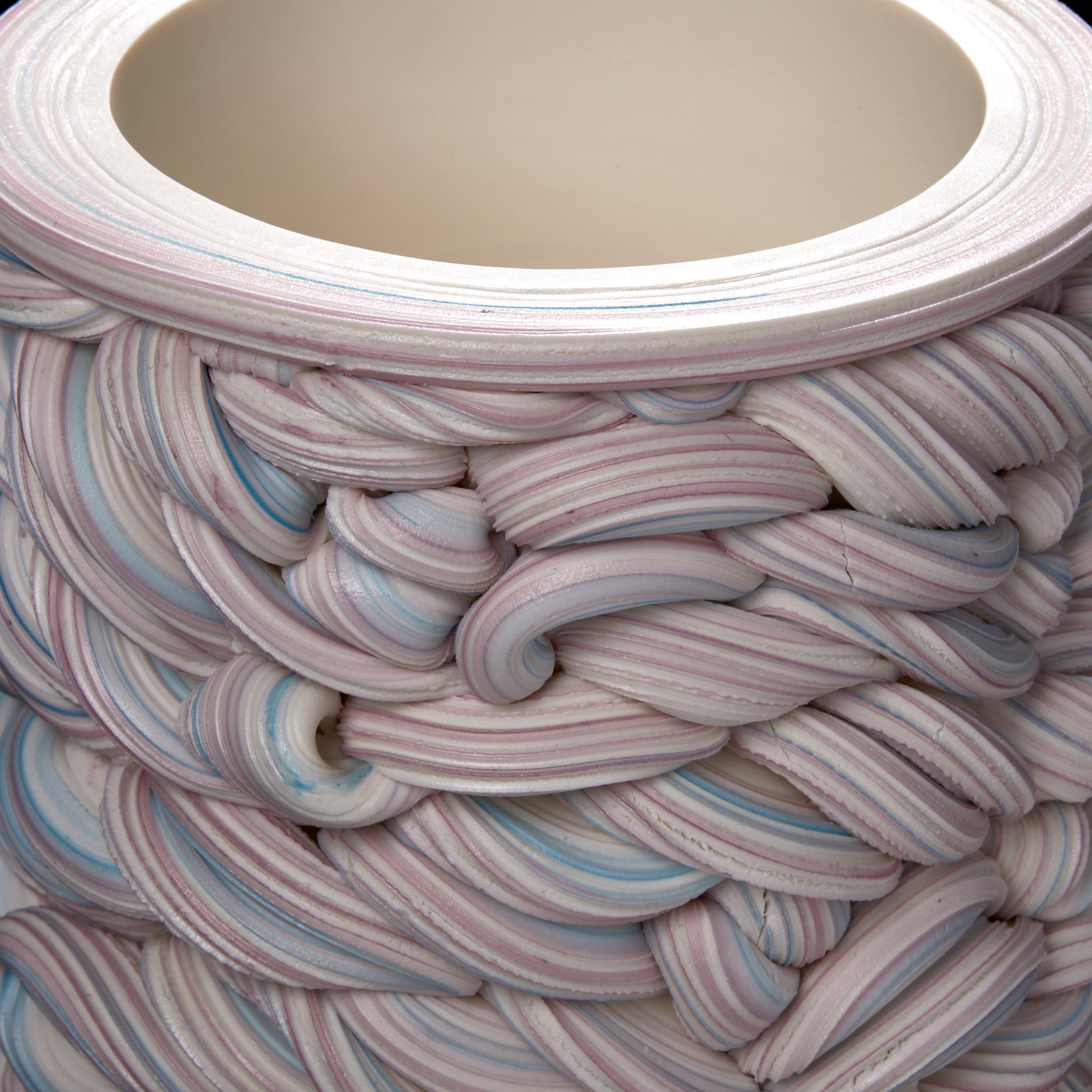 Contemporary Banded Fold I, a Purple Parian Porcelain Sculptural Vessel by Steven Edwards