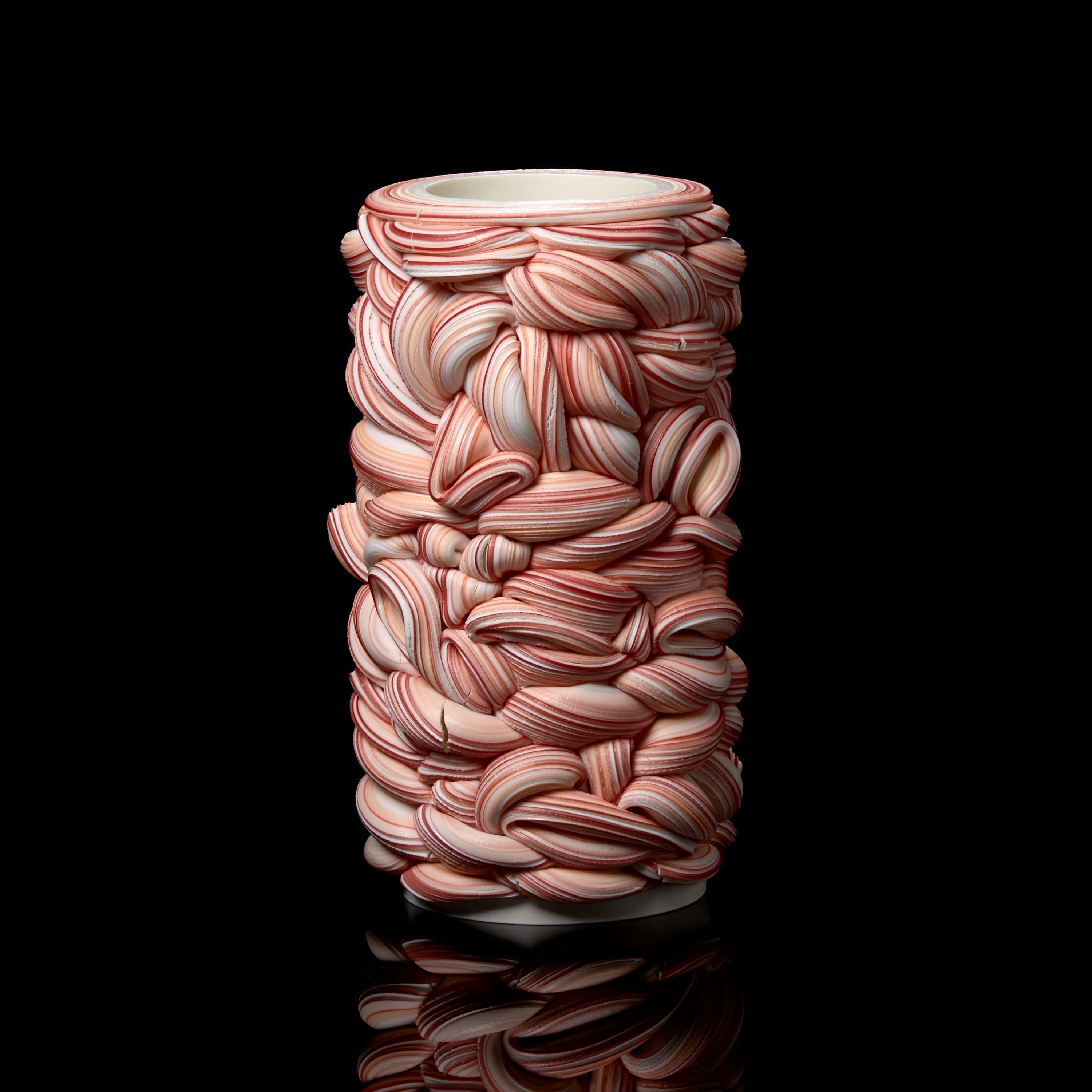 Organic Modern Banded Fold II, a Pink Parian Porcelain Sculptural Vessel by Steven Edwards