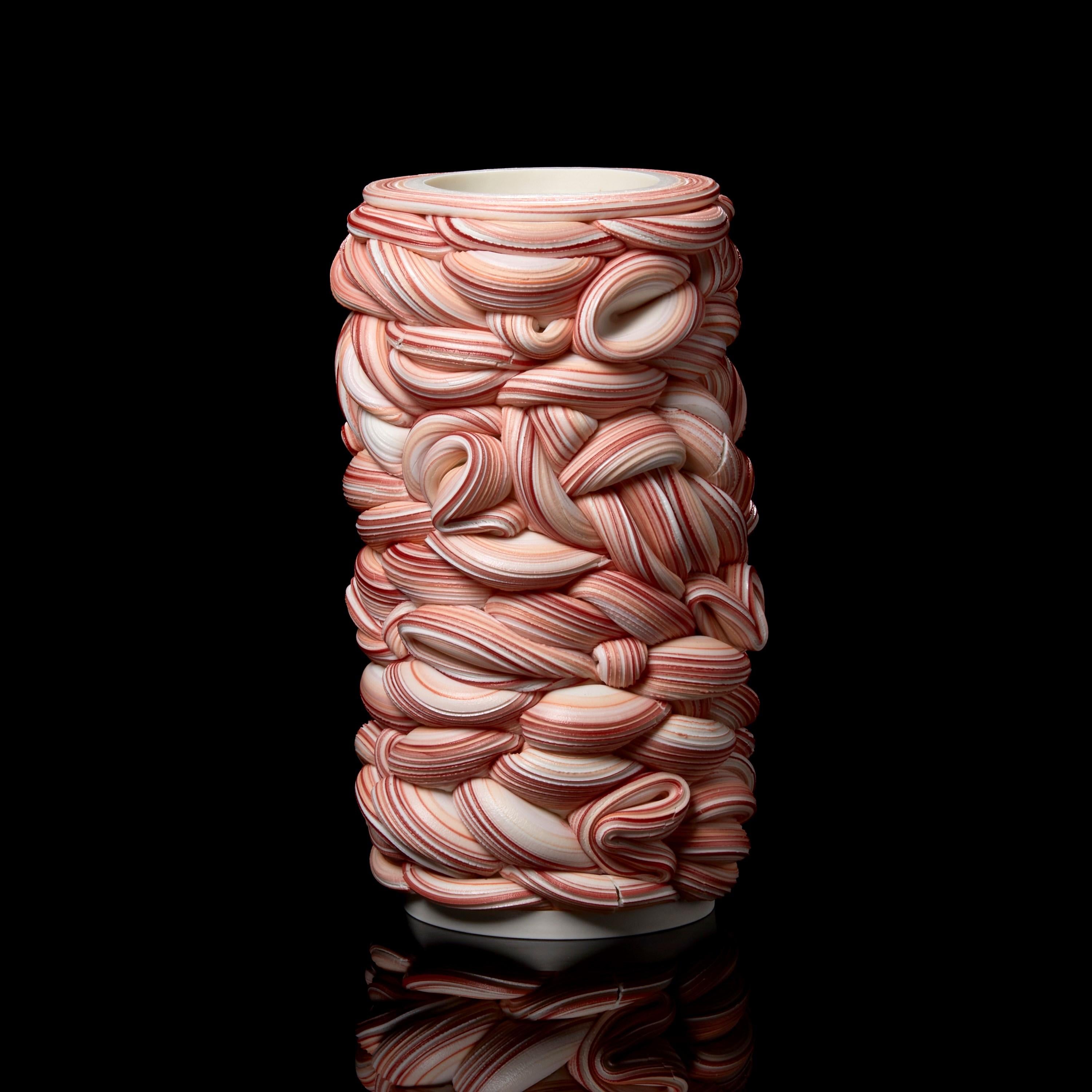 British Banded Fold II, a Pink Parian Porcelain Sculptural Vessel by Steven Edwards