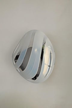 Flow Line I Contemporary Sculptural Silver and White Mirror by Homa