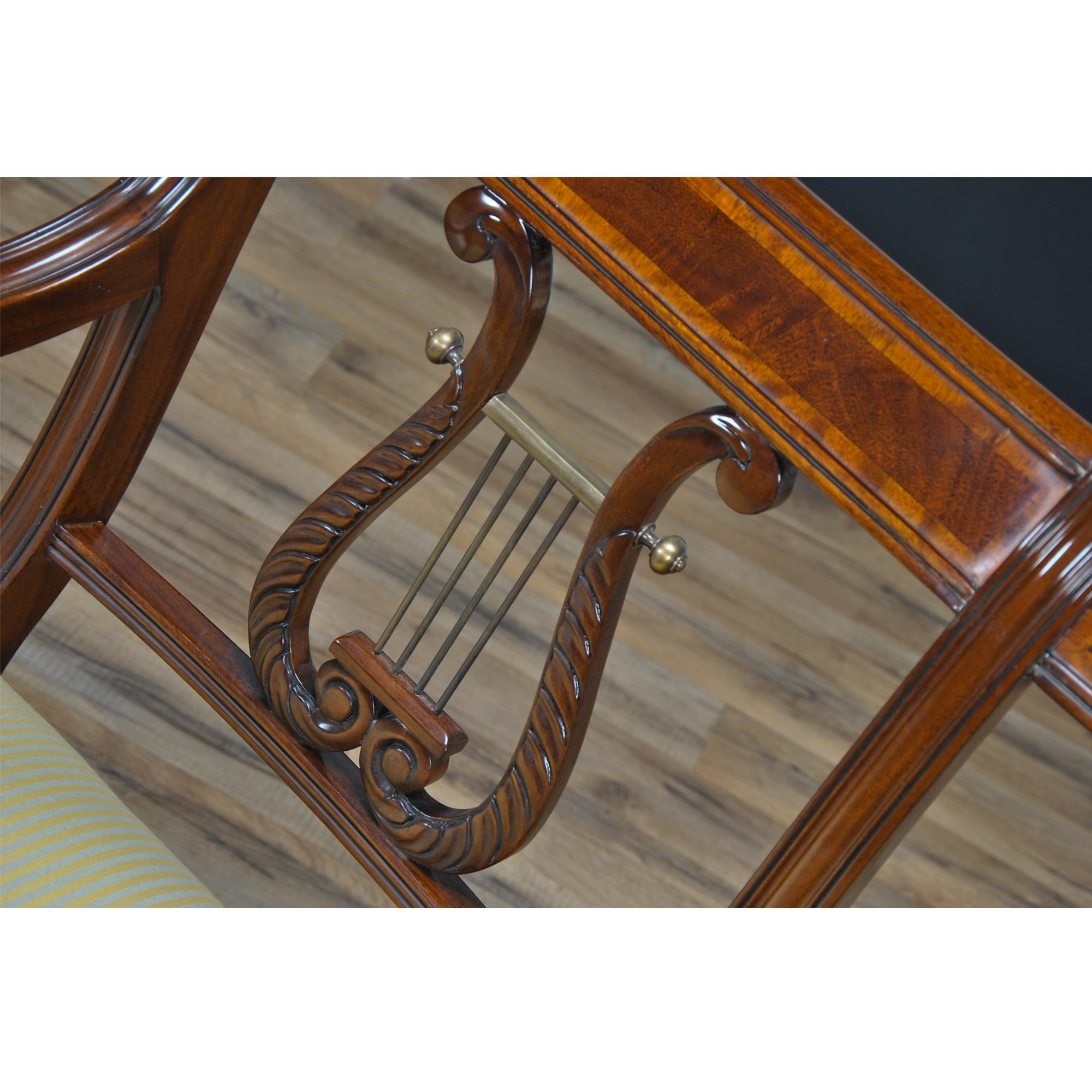 Banded Lyre Back Two Seat Chair  In New Condition For Sale In Annville, PA