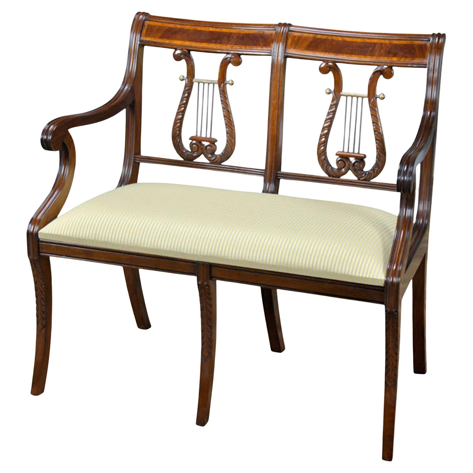 Banded Lyre Back Two Seat Chair 