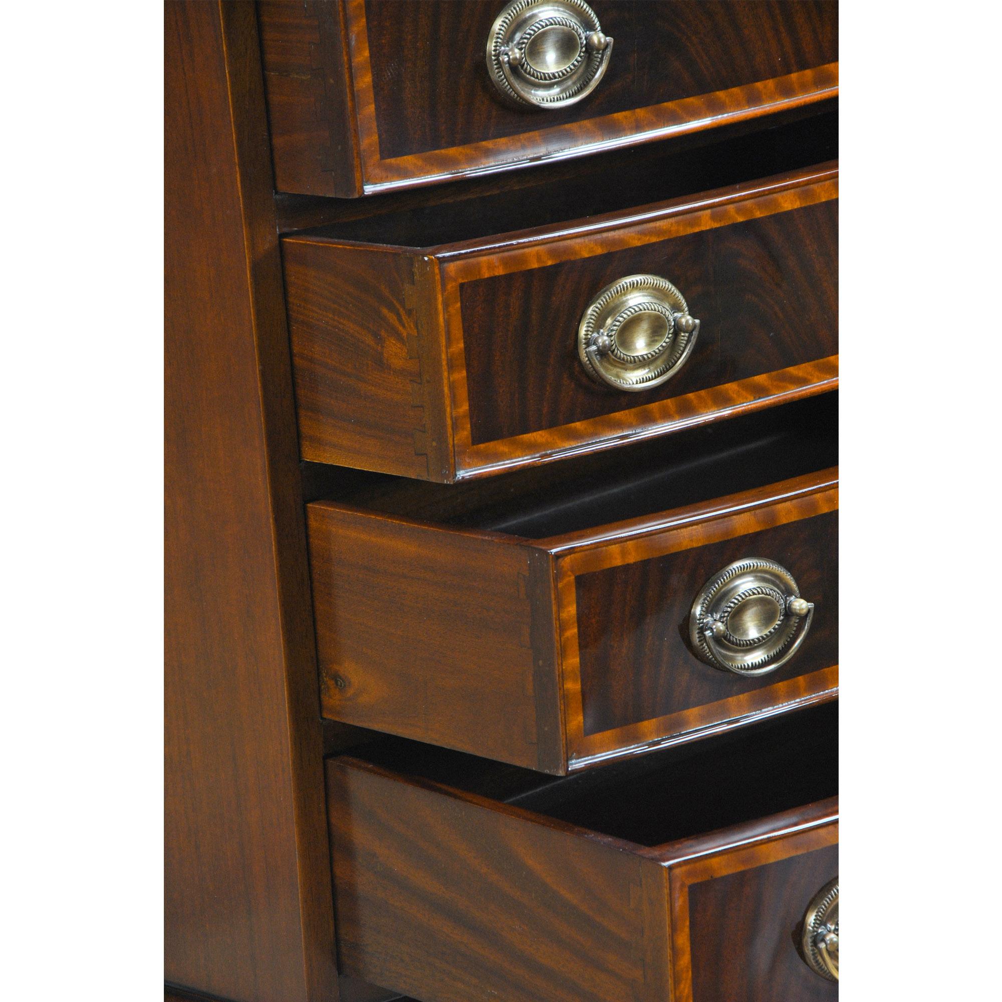 Chippendale Banded Mahogany Bowfront Chest For Sale