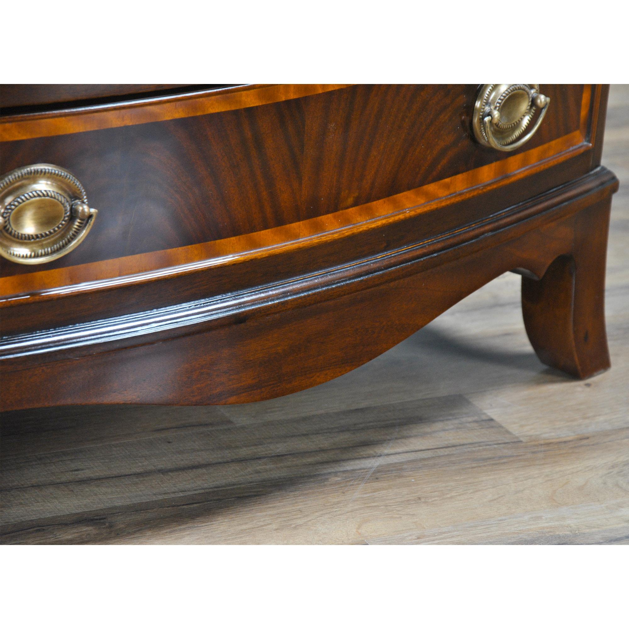 Banded Mahogany Bowfront Chest In New Condition For Sale In Annville, PA