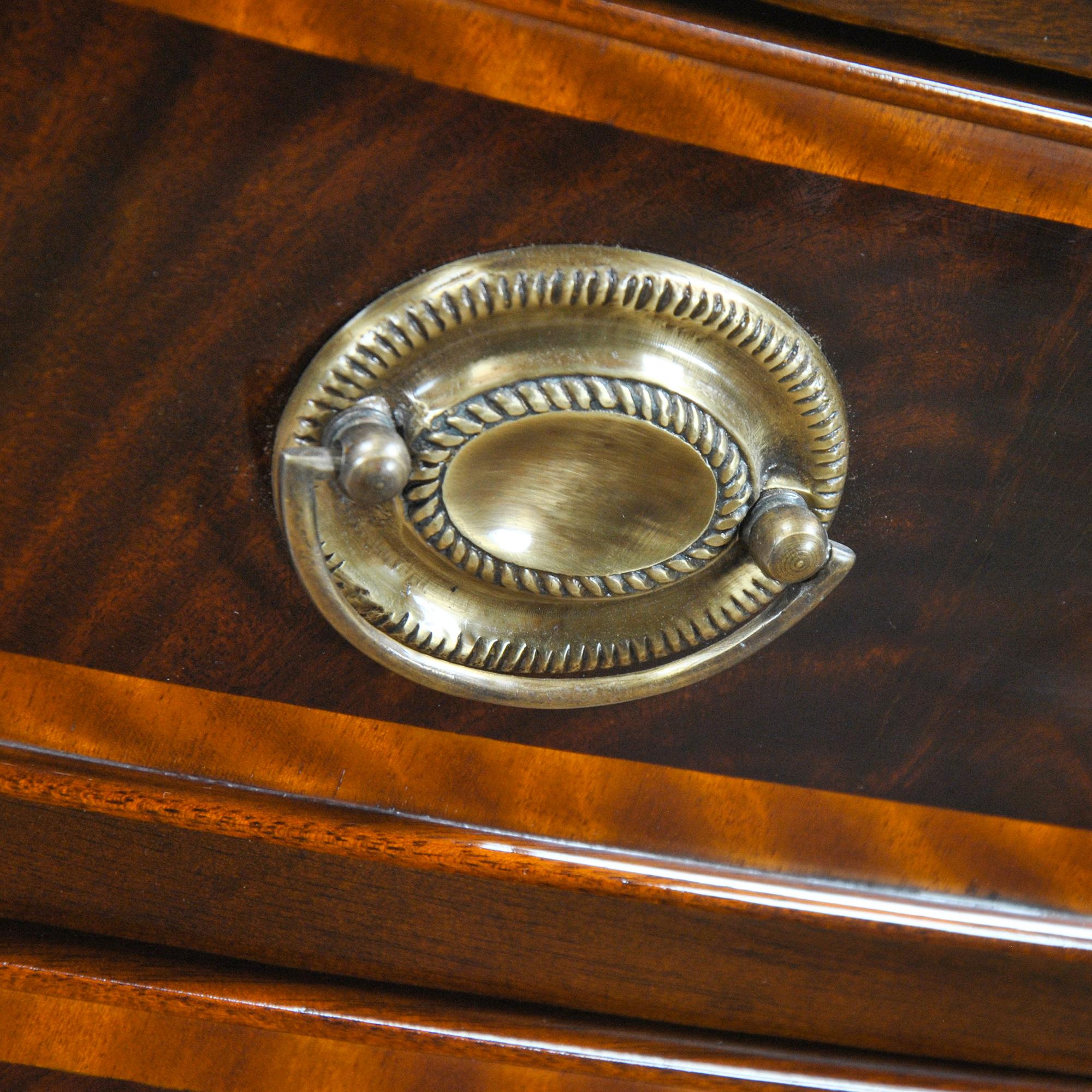 Contemporary Banded Mahogany Bowfront Chest For Sale