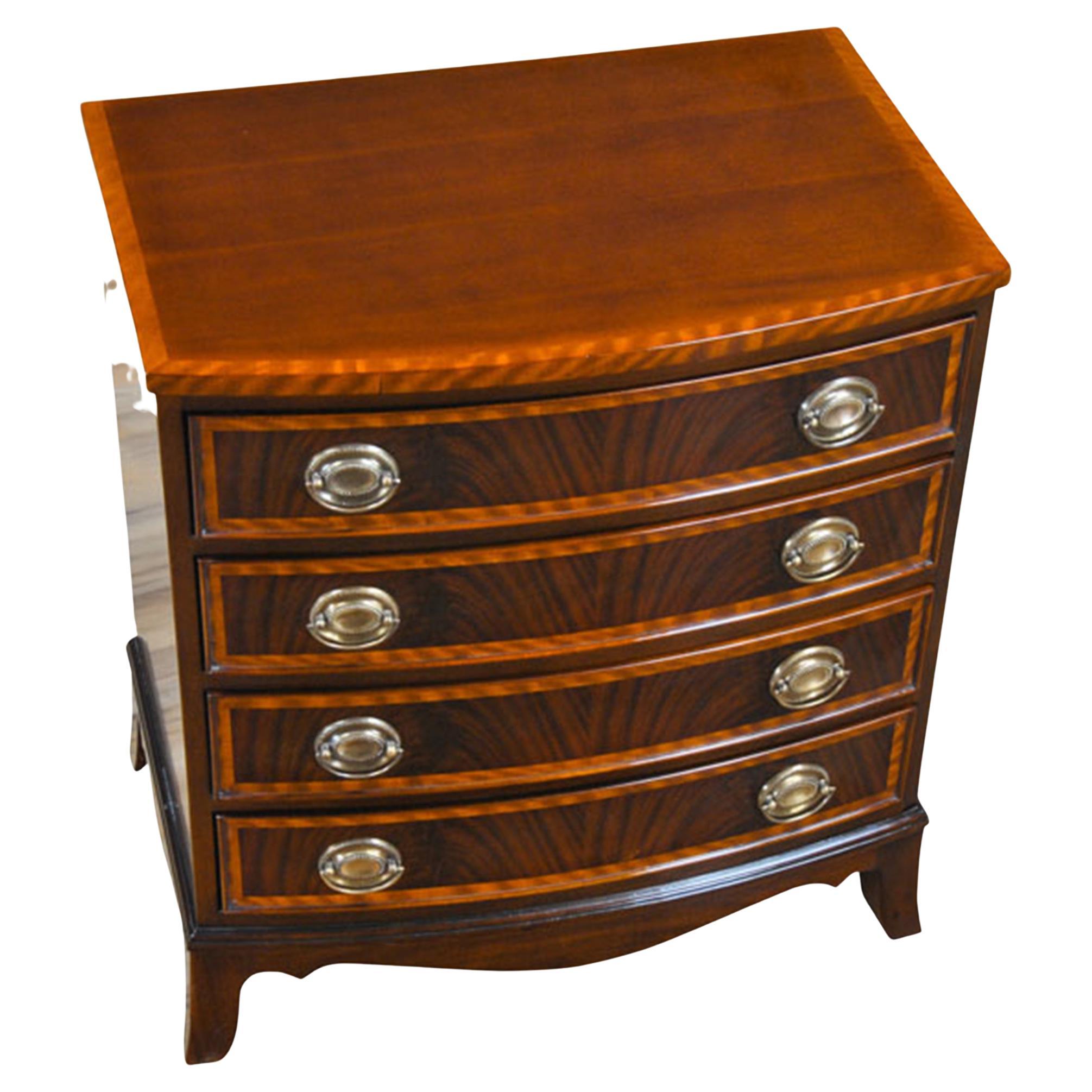 Banded Mahogany Bowfront Chest For Sale