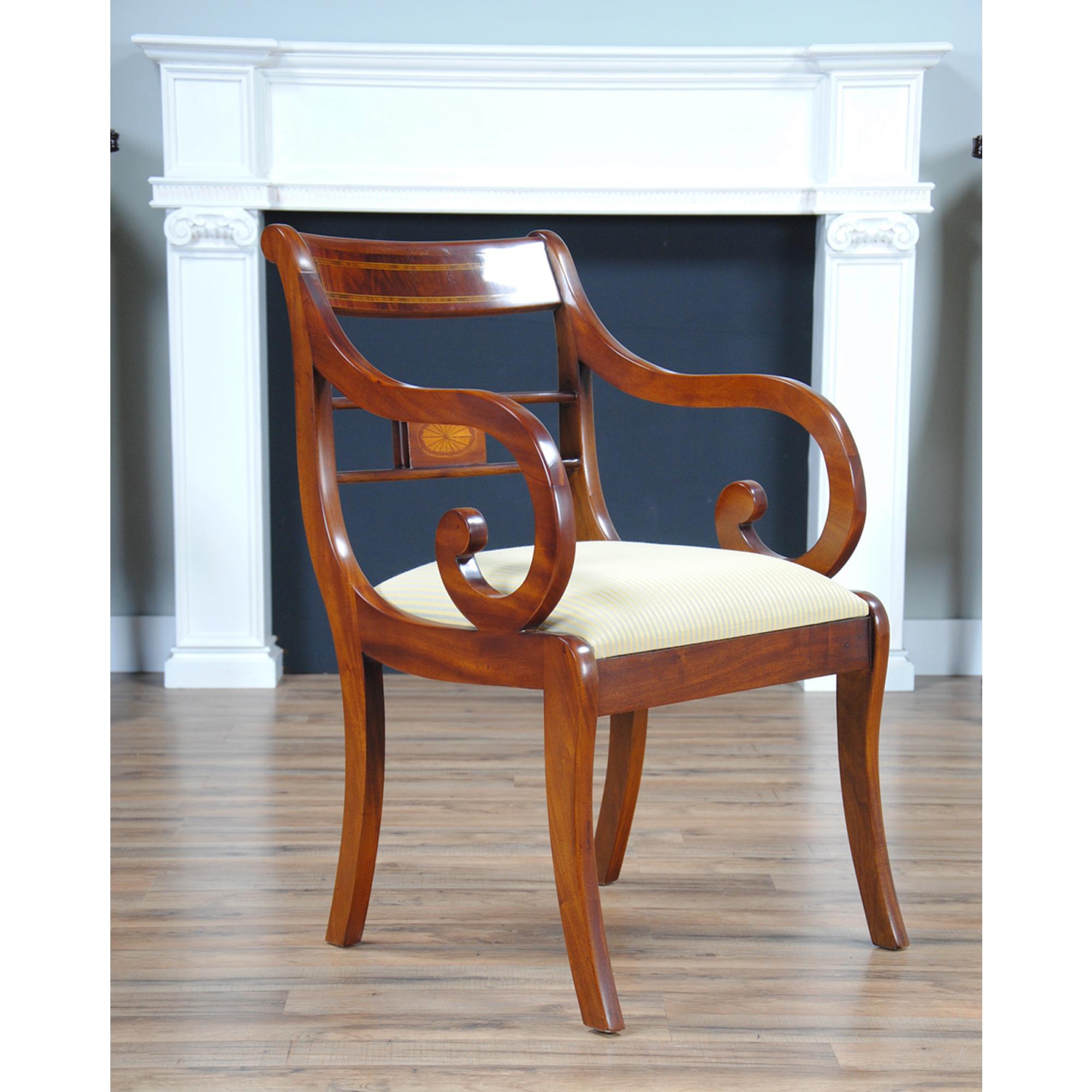 Banded Mahogany Chairs, Set of 10 In New Condition For Sale In Annville, PA