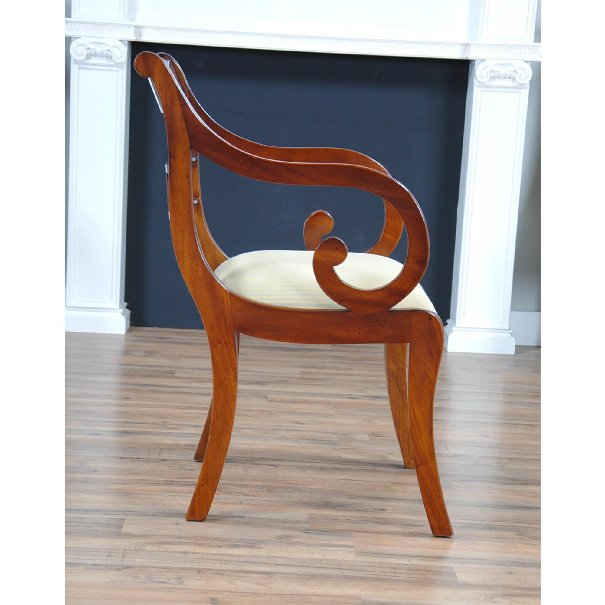 Contemporary Banded Mahogany Chairs, Set of 10 For Sale