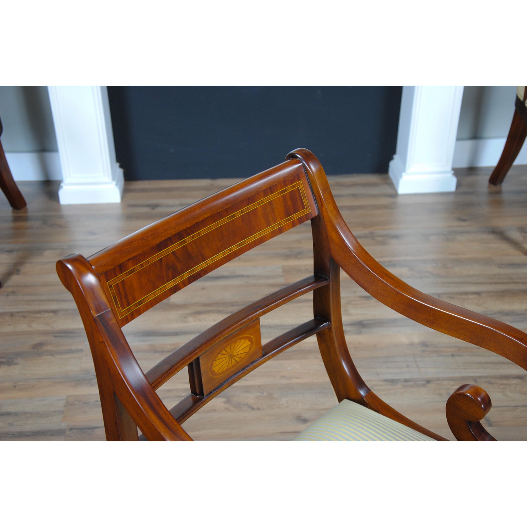 Banded Mahogany Chairs, Set of 10 For Sale 1