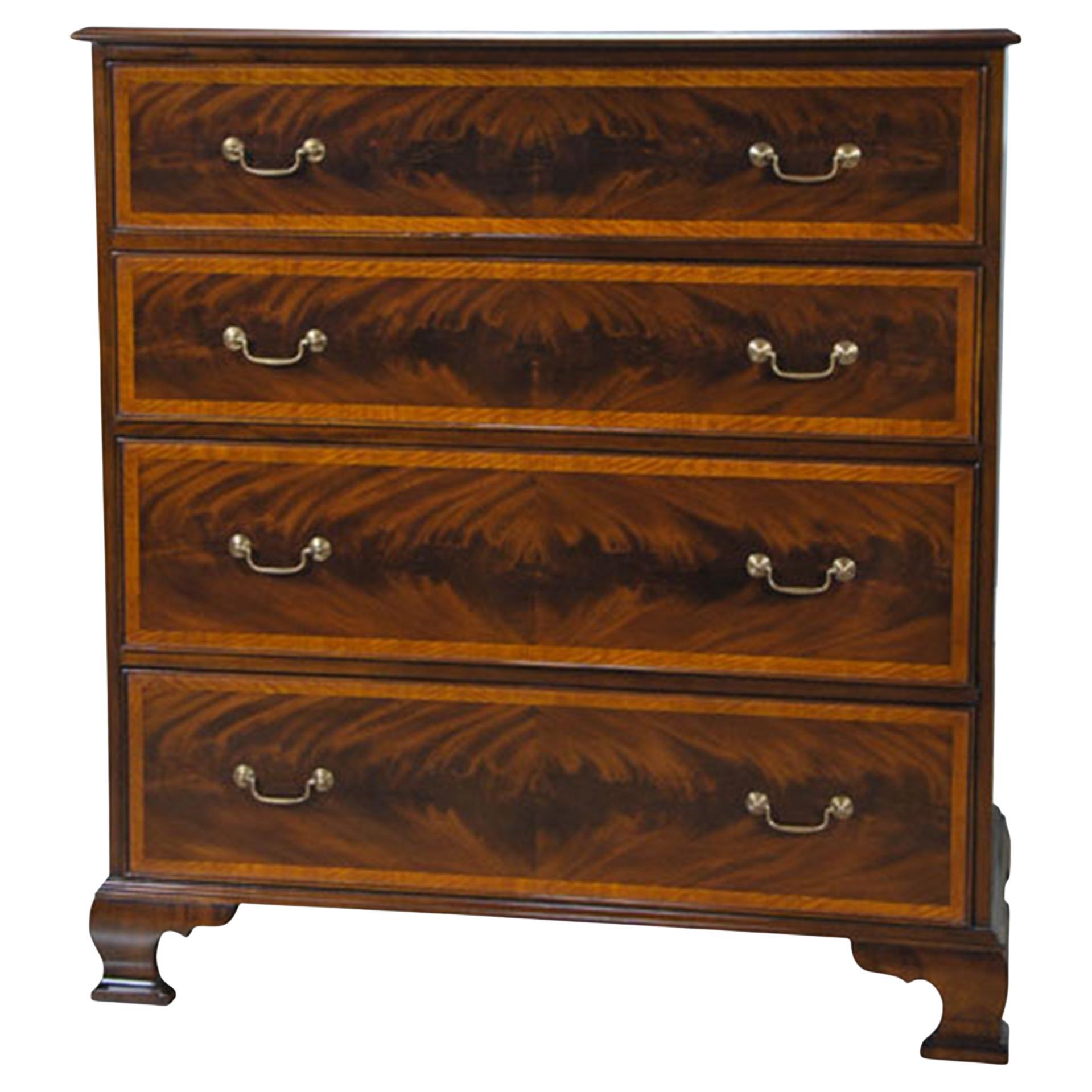 Banded Mahogany Chest  For Sale