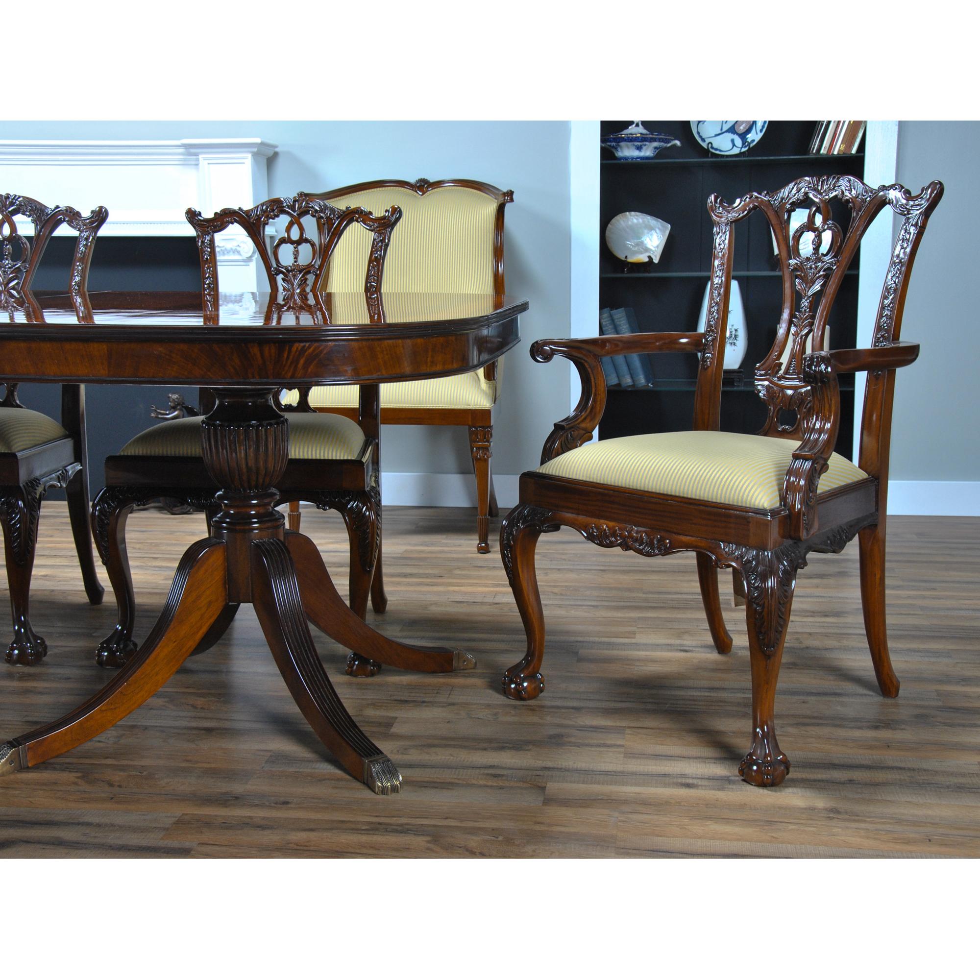 Contemporary Banded Mahogany Dining Table  For Sale