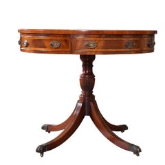 Banded Mahogany Drum Table Banded Mahogany Drum Table