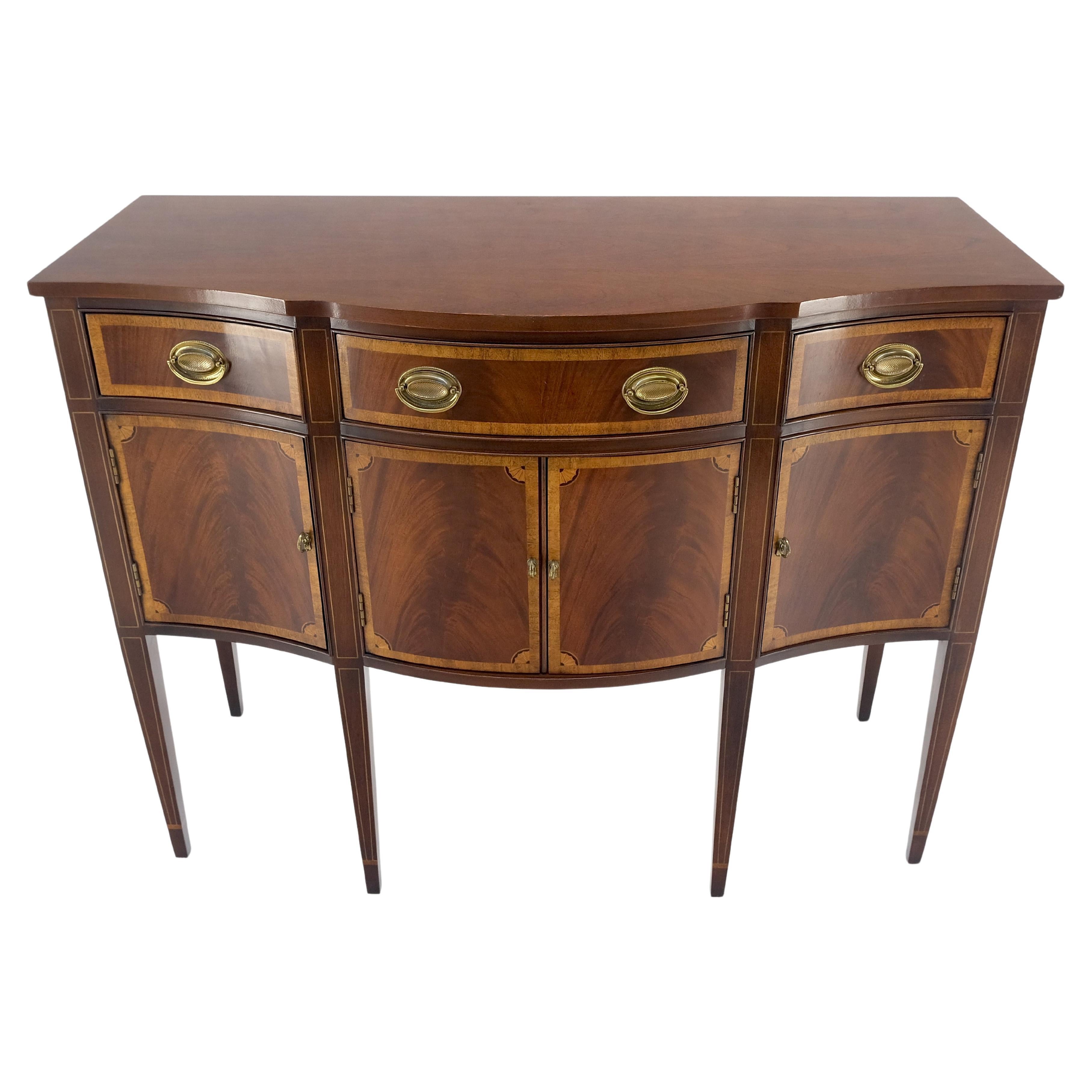 Banded Mahogany Federal Style Compact 50" Wide Sideboard Credenza Buffet MINT! For Sale