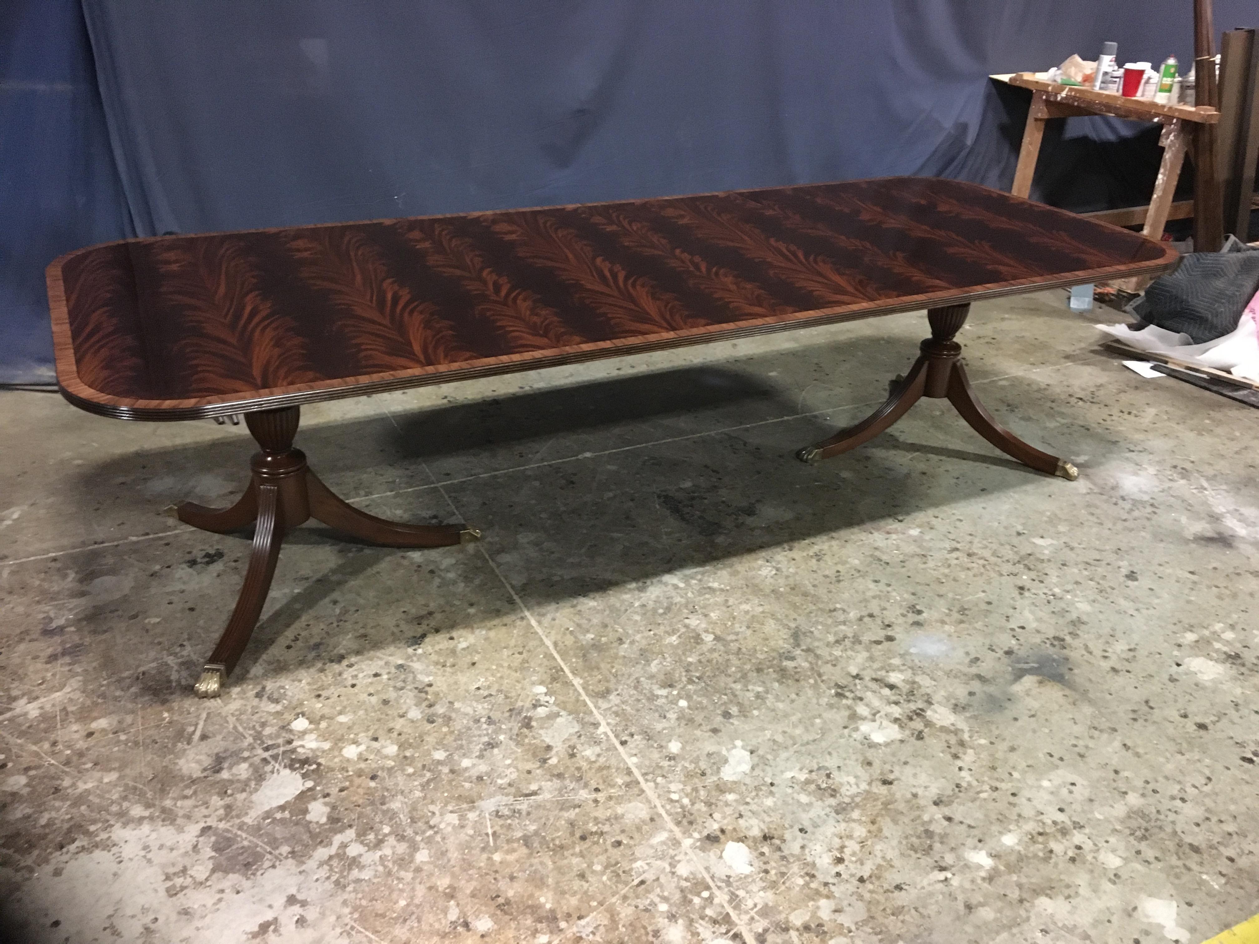 Regency Banded Mahogany Georgian Style Dining Table by Leighton Hall For Sale