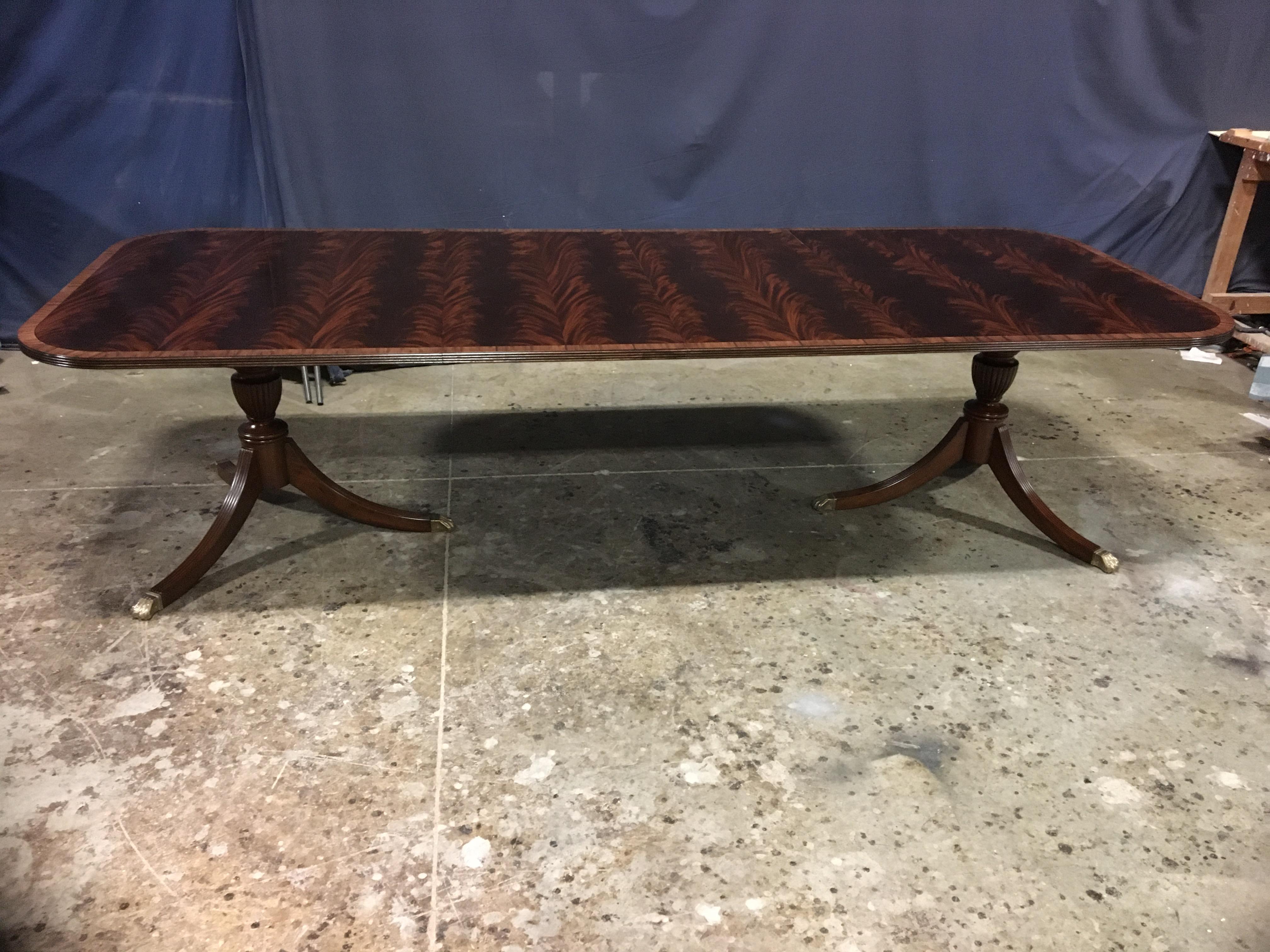Banded Mahogany Georgian Style Dining Table by Leighton Hall For Sale 1