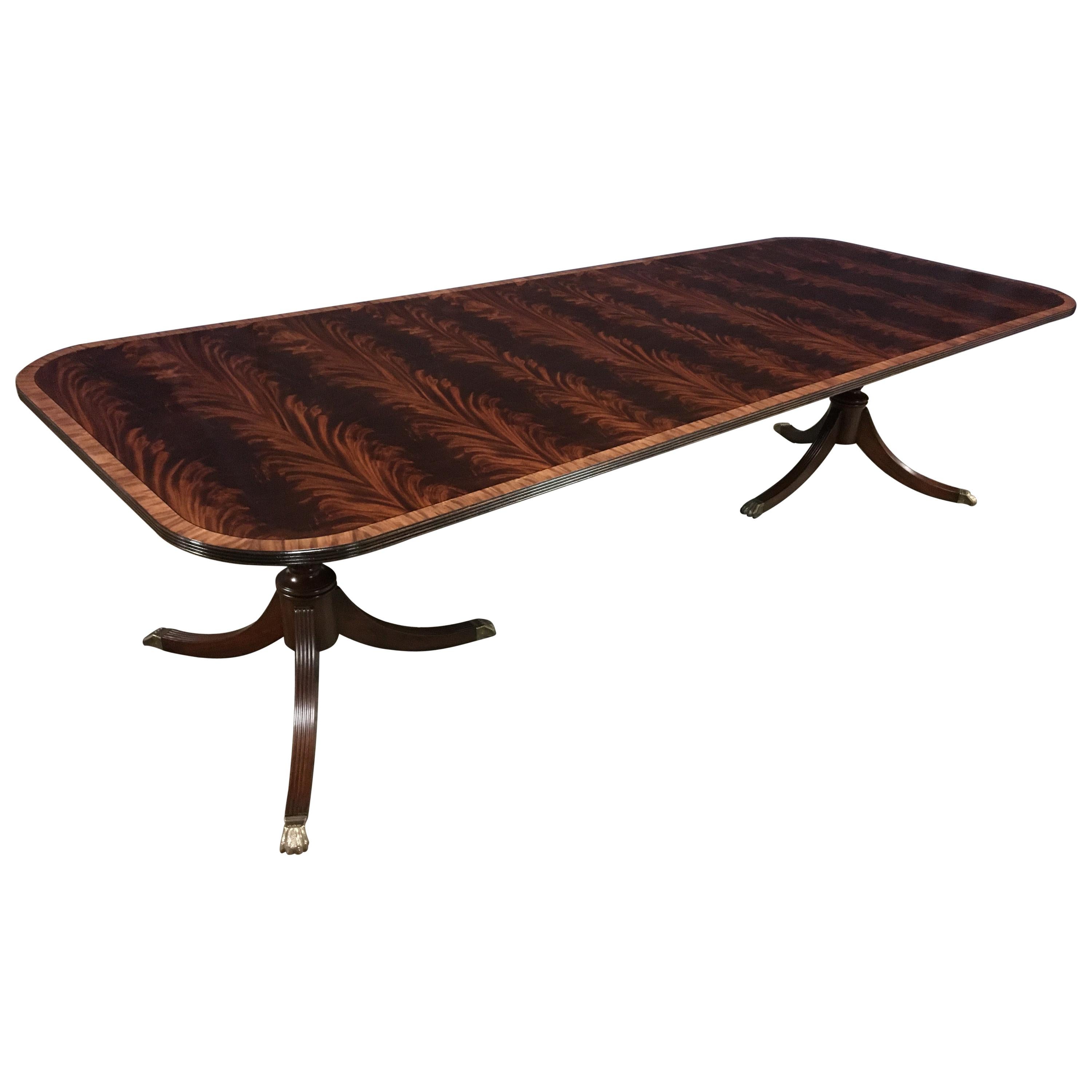 Banded Mahogany Georgian Style Dining Table by Leighton Hall For Sale