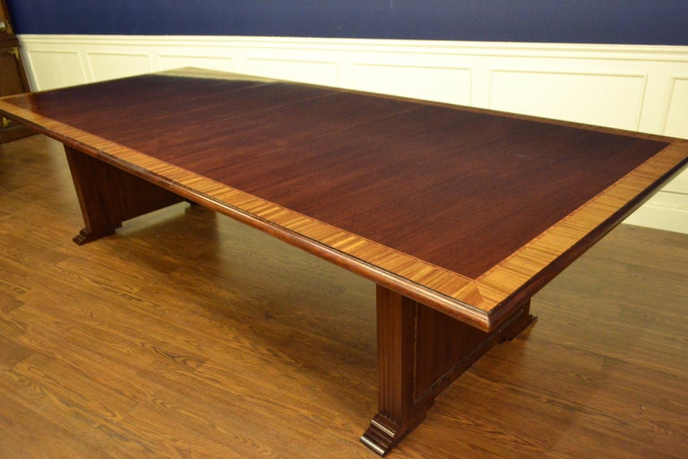 Traditional Mahogany Rectangular Pedestal Conference Table by Leighton
