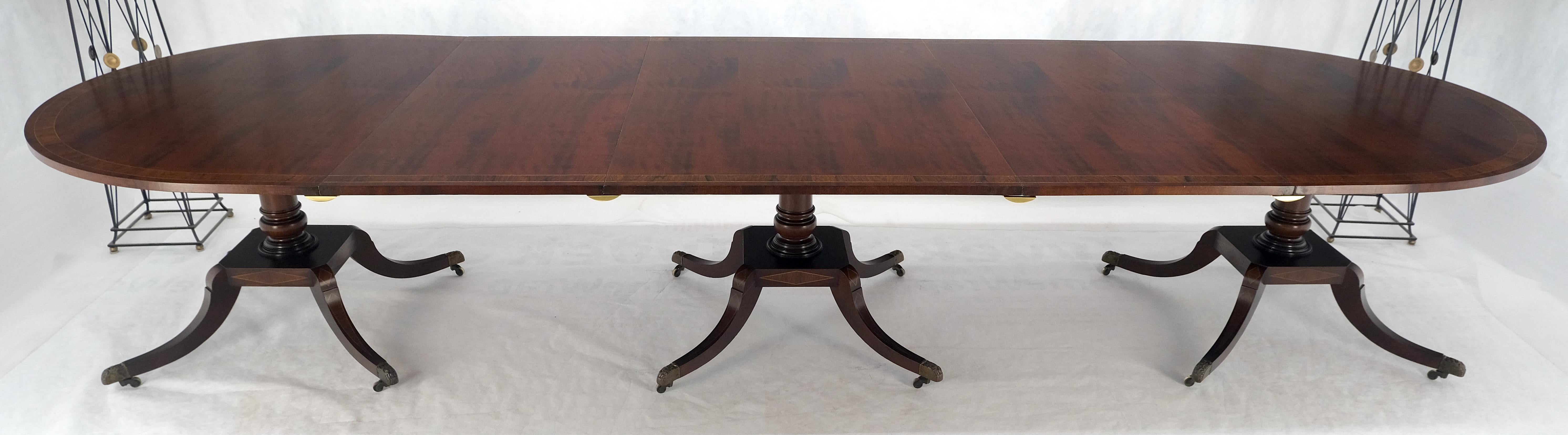 Banded Mahogany Tripple Pedestal Base 3 Ext. Section 157