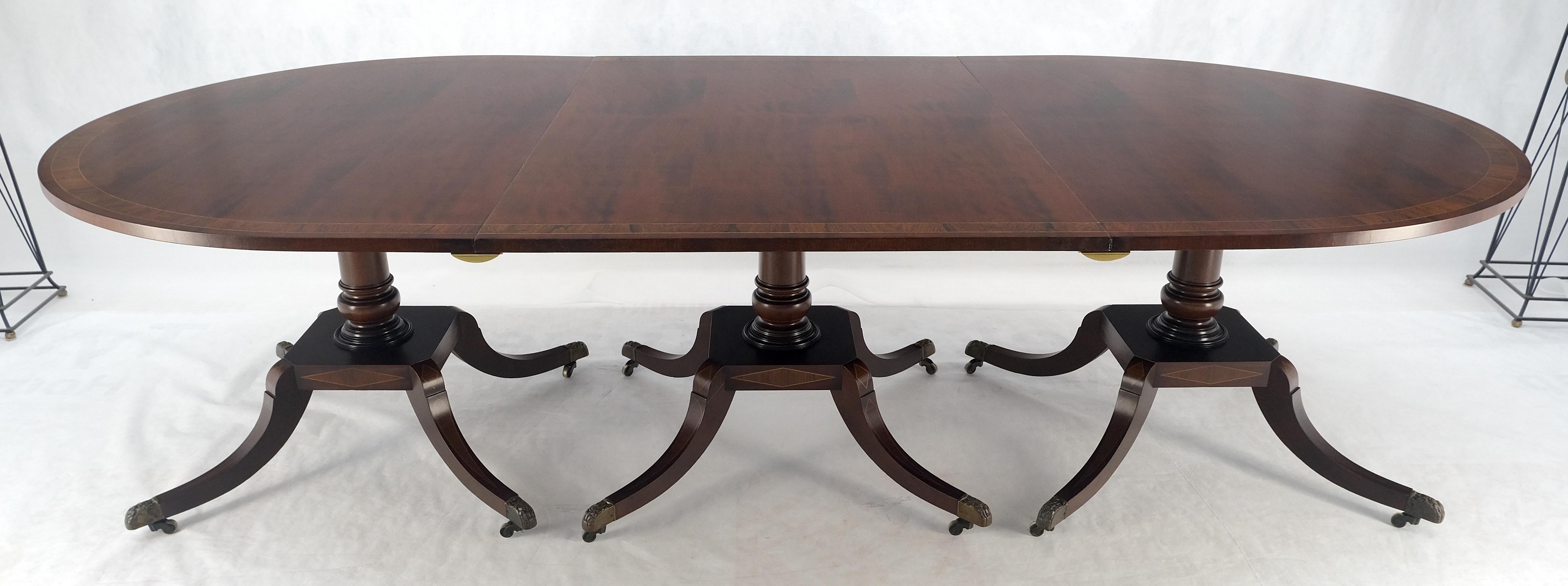 Lacquered Banded Mahogany Tripple Pedestal Base 3 Ext. Section 157
